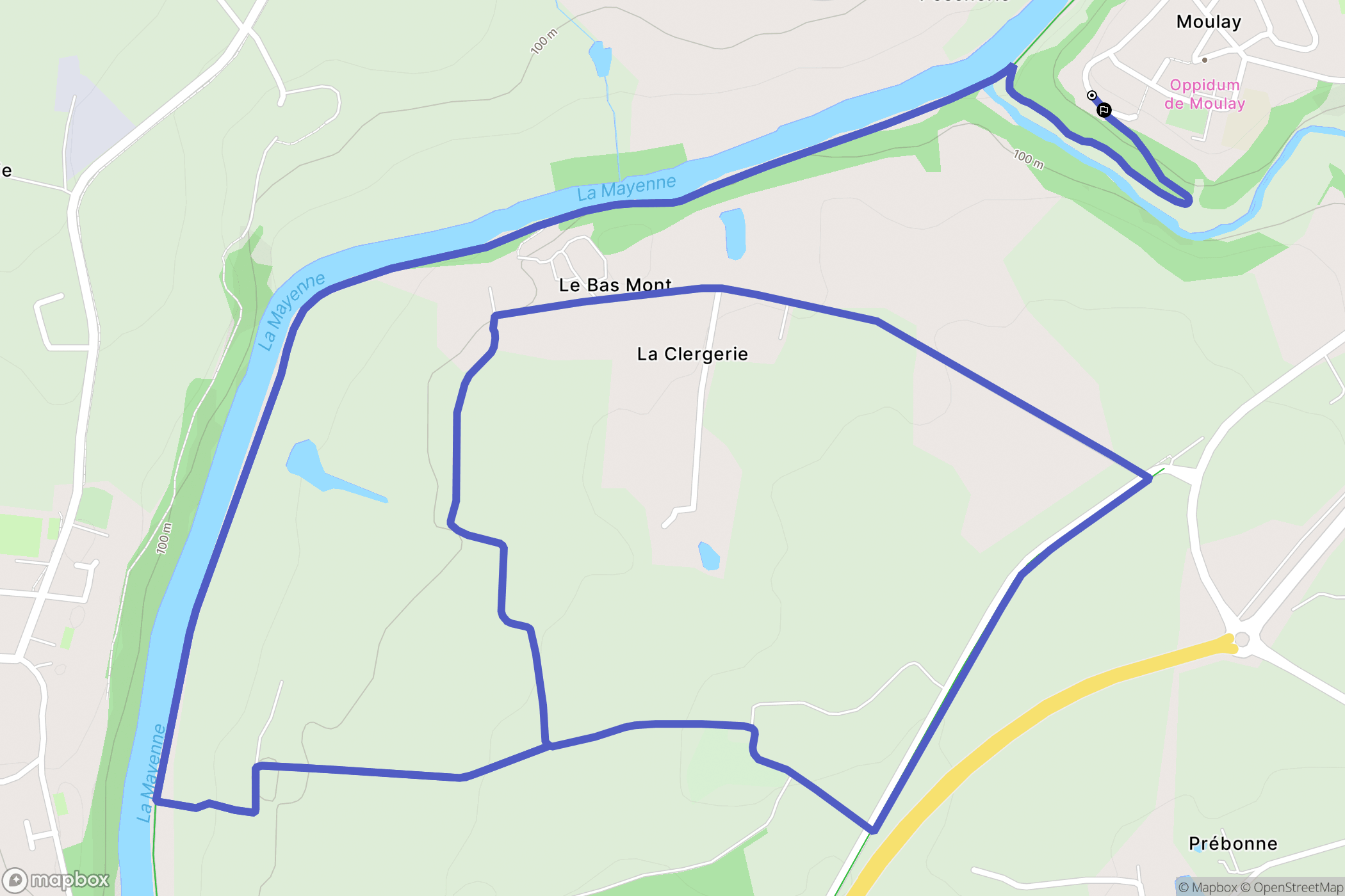 Moulay : carte du parcours de randonnée - France