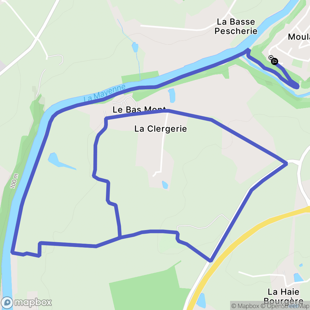 Moulay : carte du parcours de randonnée - France