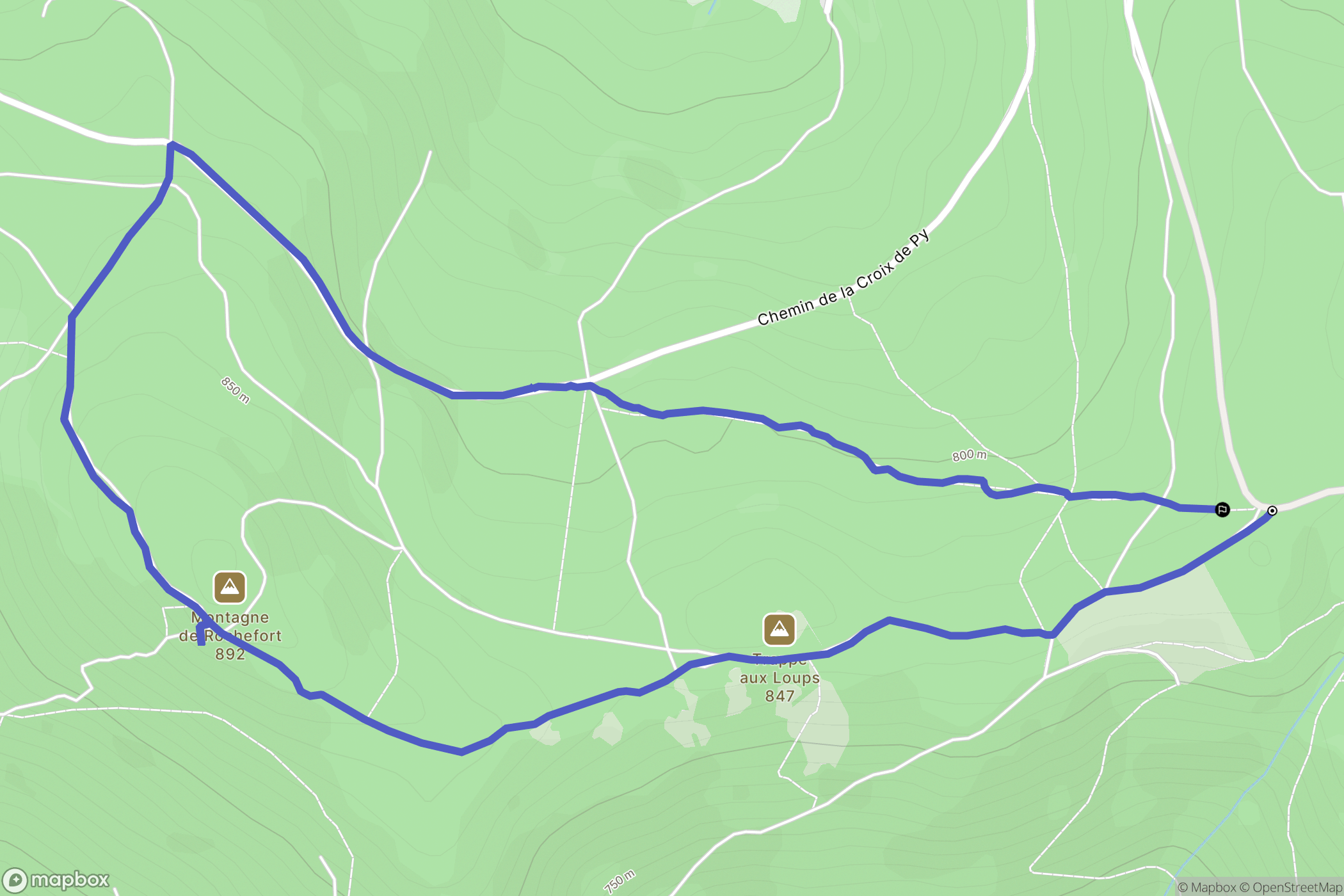 Deux-Grosnes : carte du parcours de randonnée - France