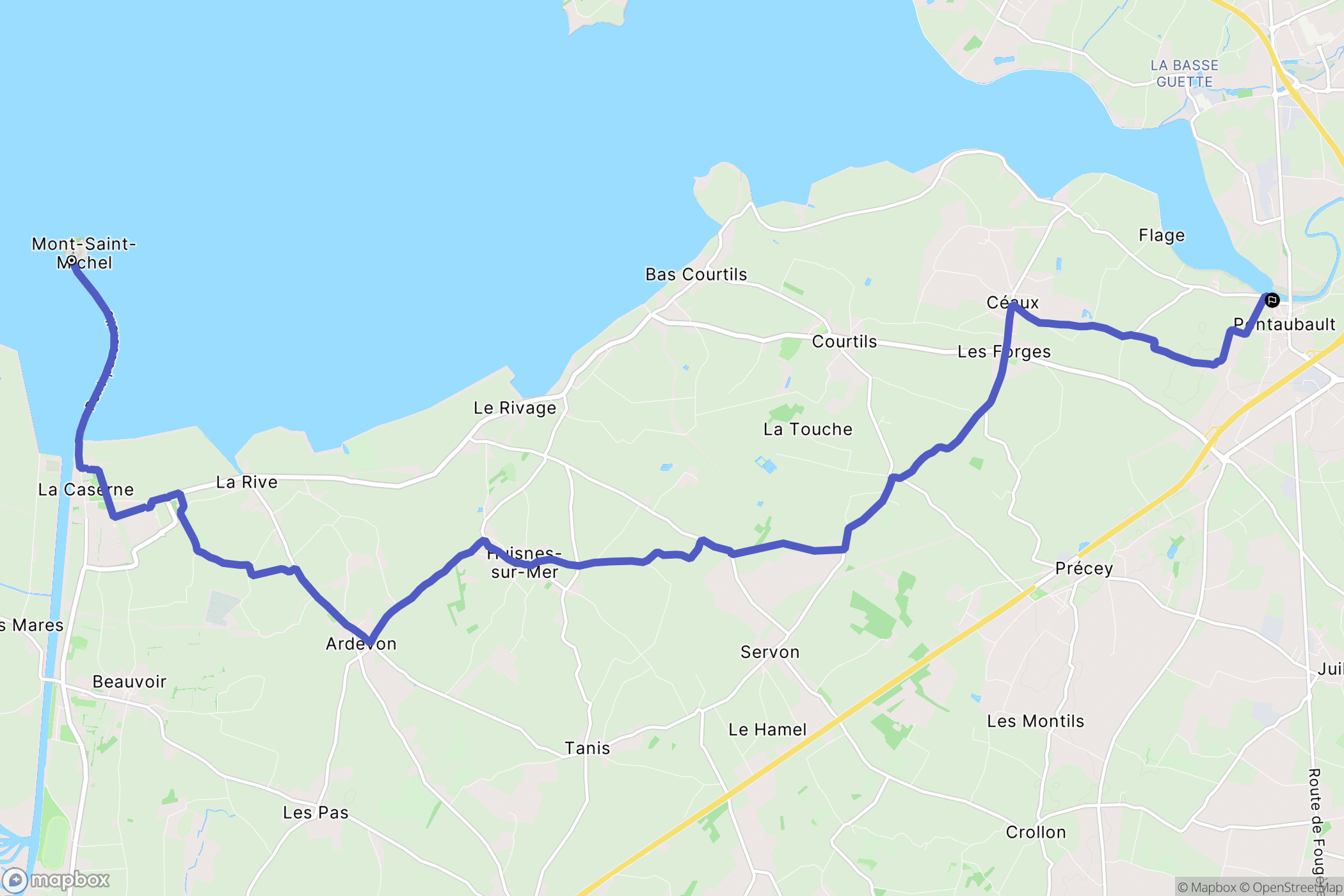 Mont Saint-Michel : carte du parcours de randonnée - France