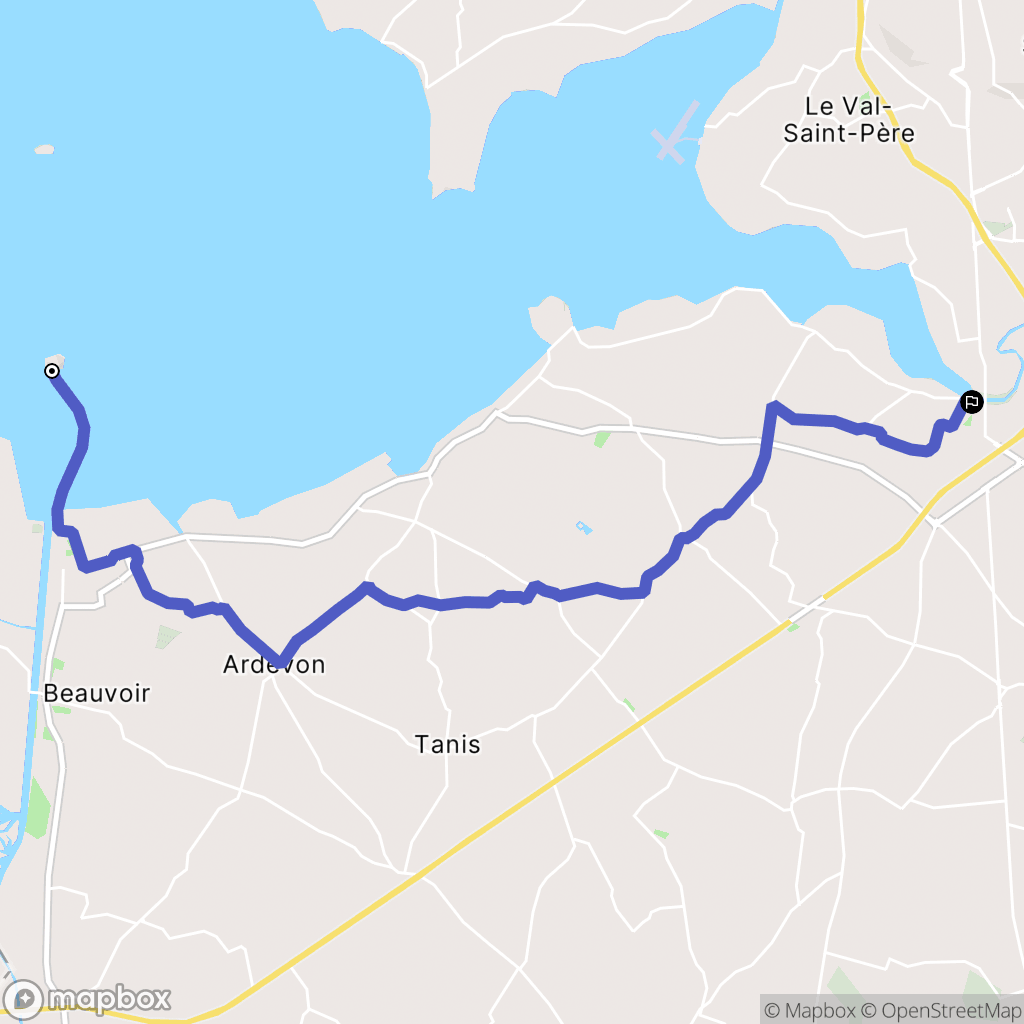Mont Saint-Michel : carte du parcours de randonnée - France