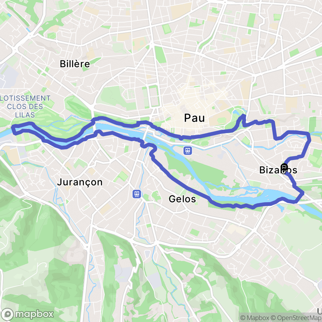 Bizanos : carte du parcours de randonnée - France