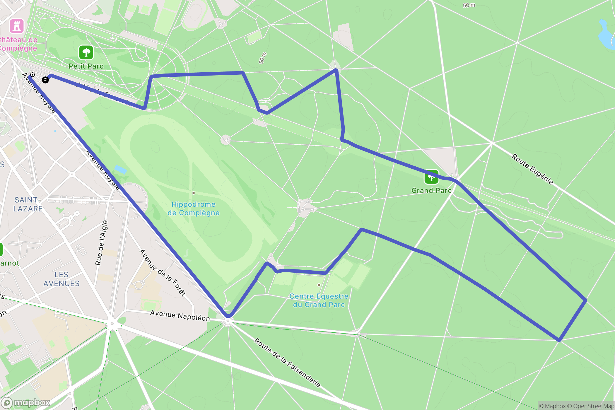 Compiègne : carte du parcours de randonnée - France