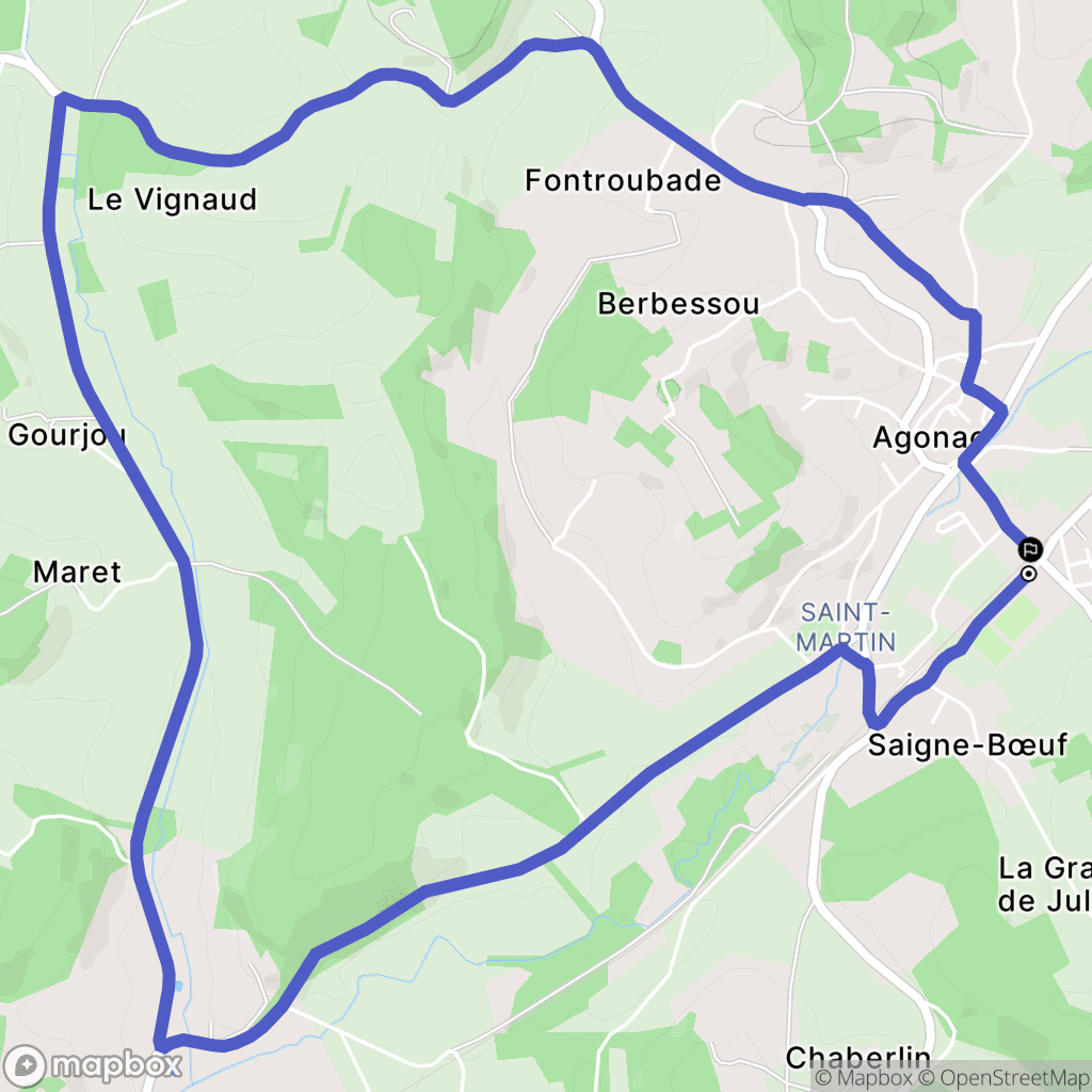 Agonac : carte du parcours de randonnée - France