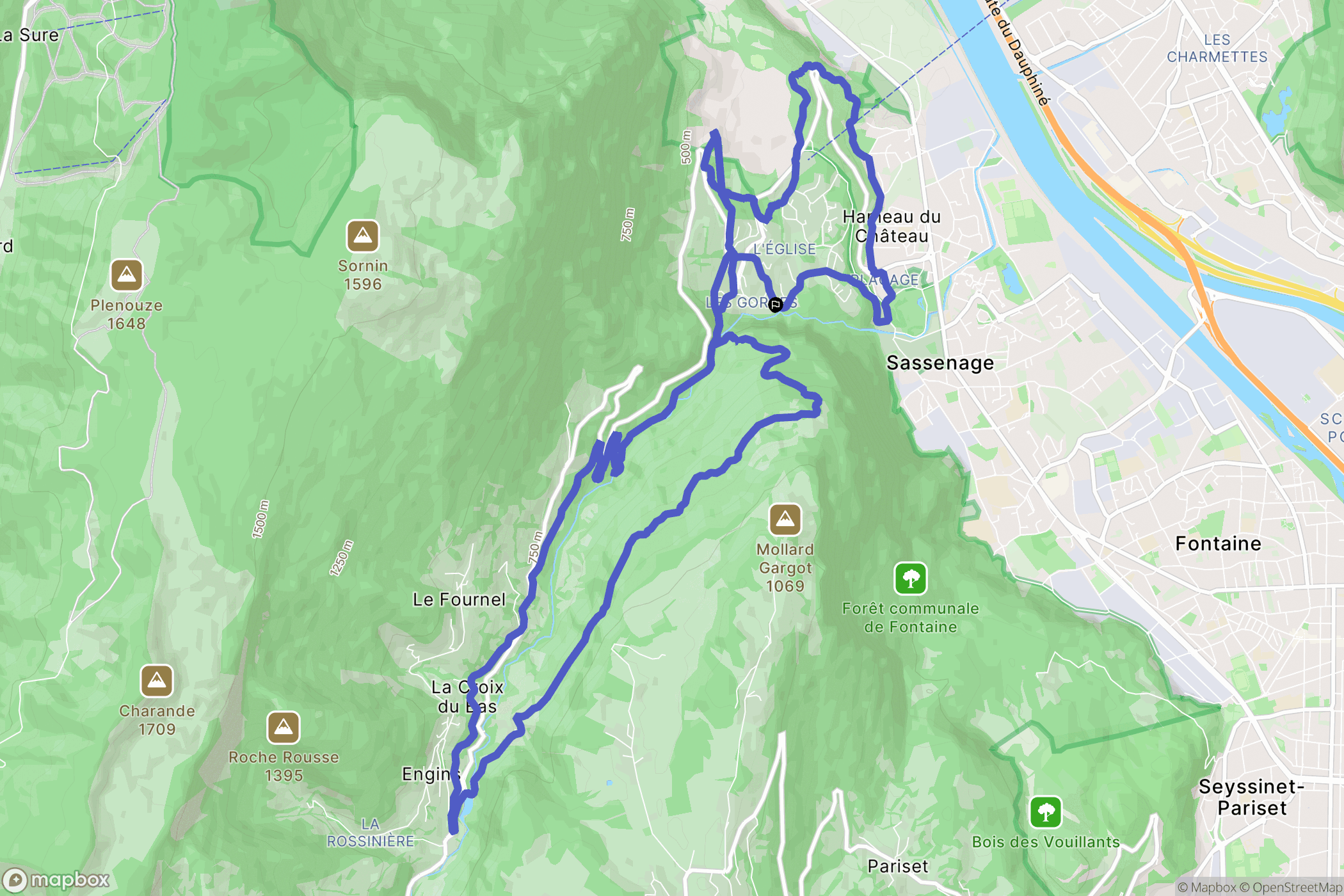 Sassenage : carte du parcours de randonnée - France