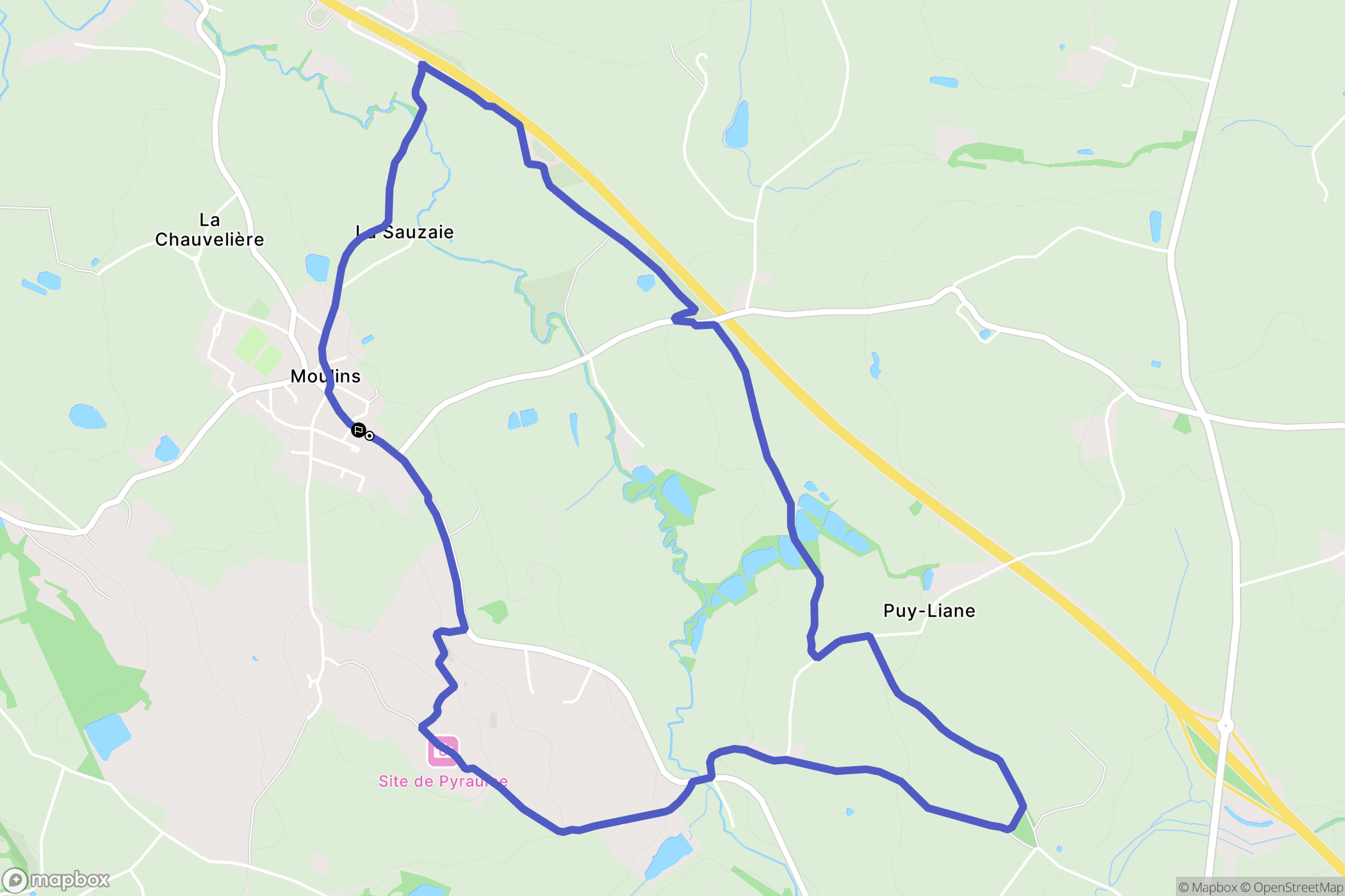 Moulins : carte du parcours de randonnée - France