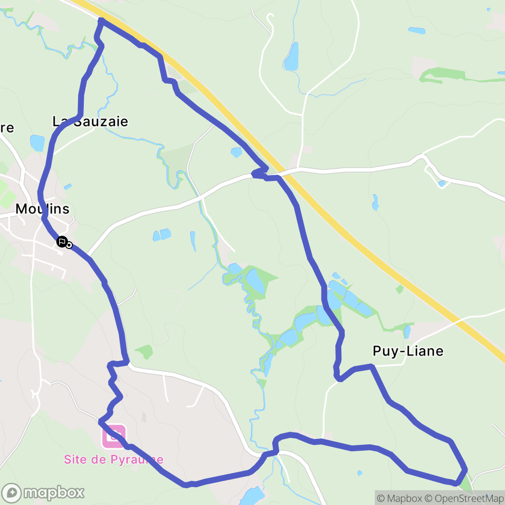 Moulins : carte du parcours de randonnée - France