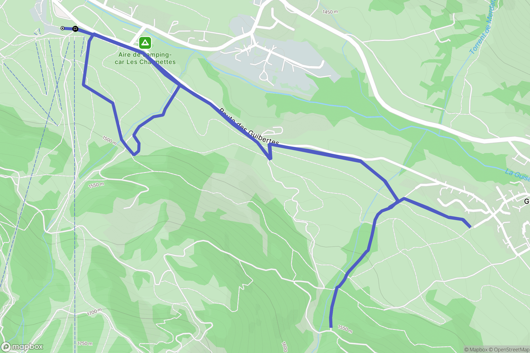 Le Monêtier-les-Bains : carte du parcours de randonnée - France