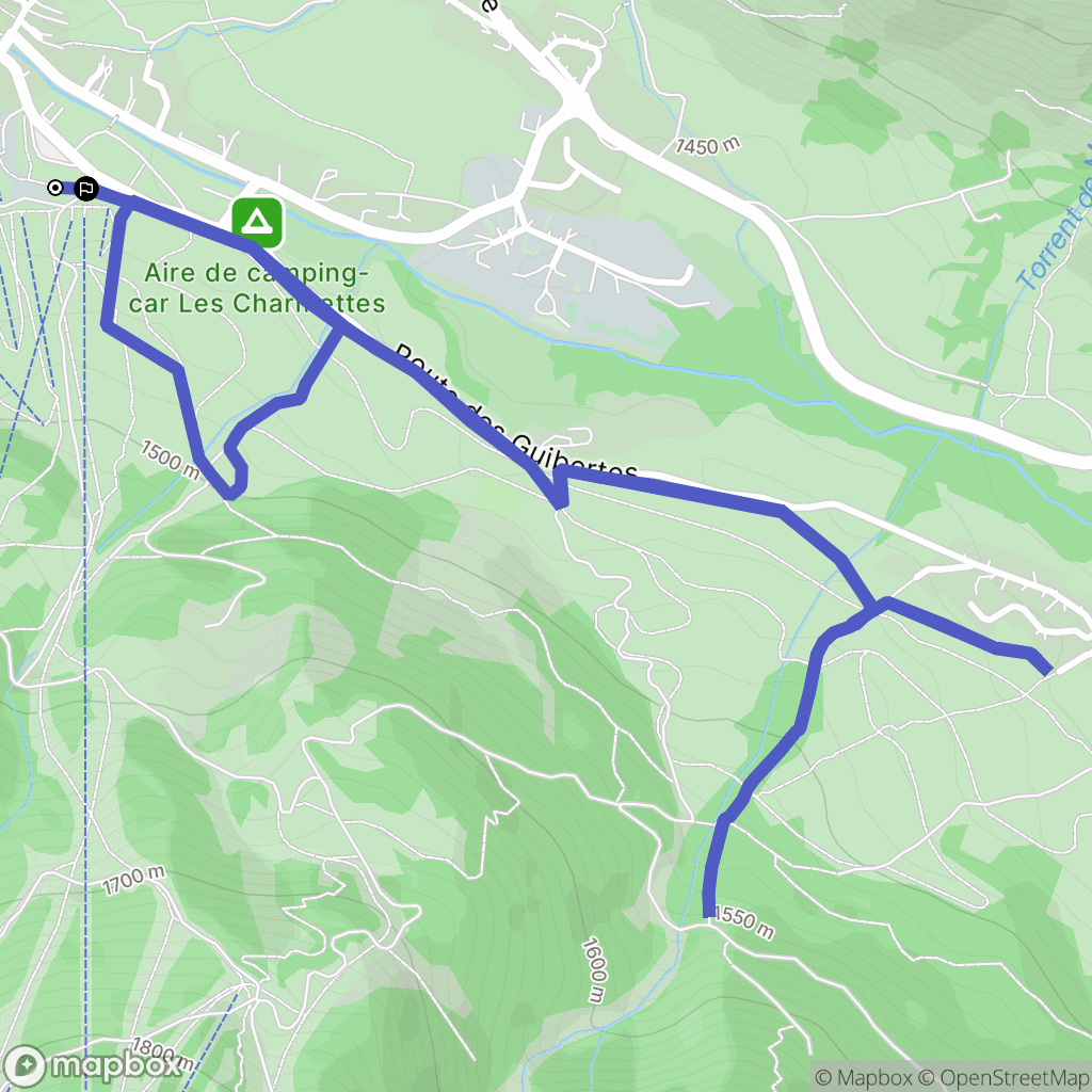 Le Monêtier-les-Bains : carte du parcours de randonnée - France