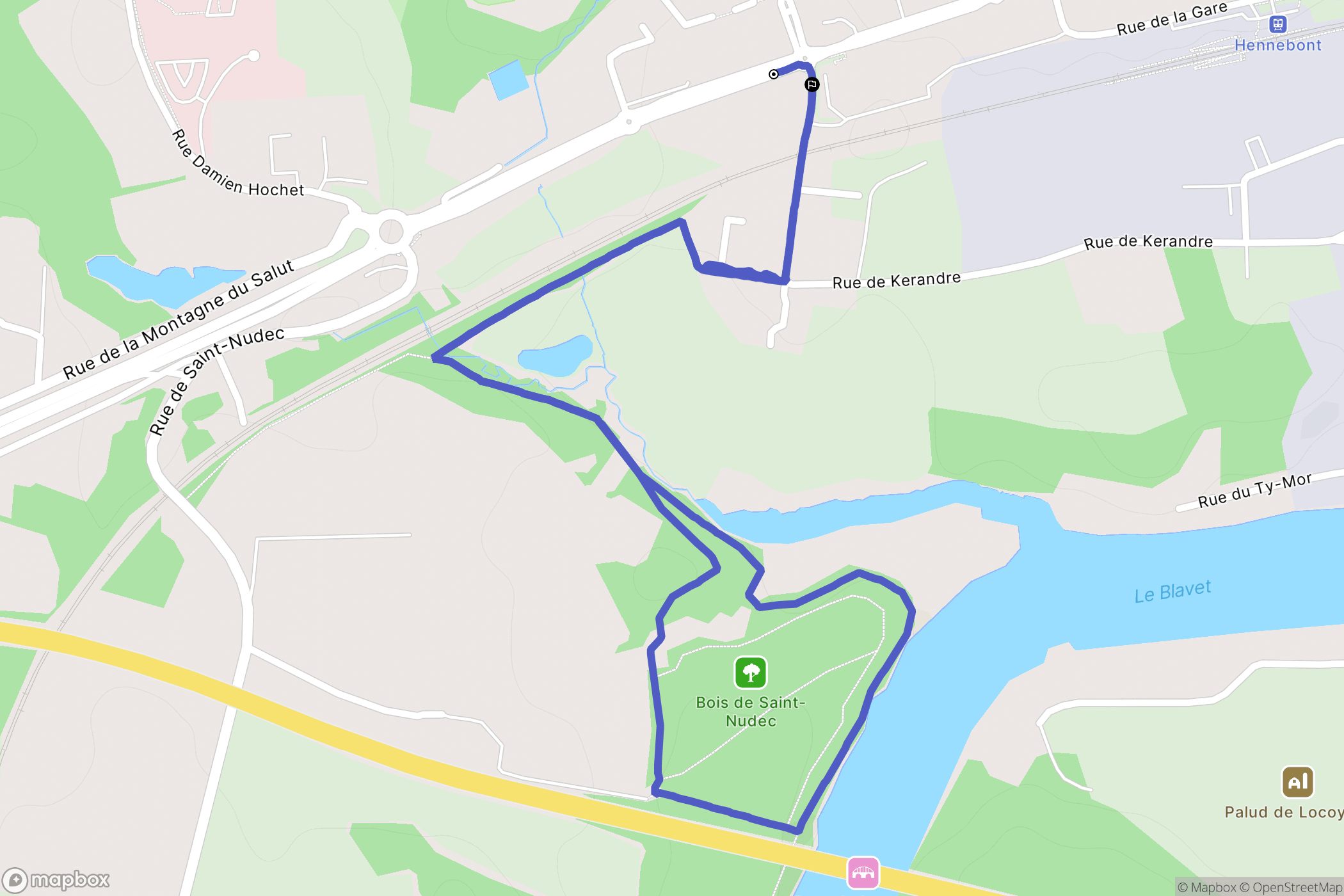 Hennebont : carte du parcours de randonnée - France