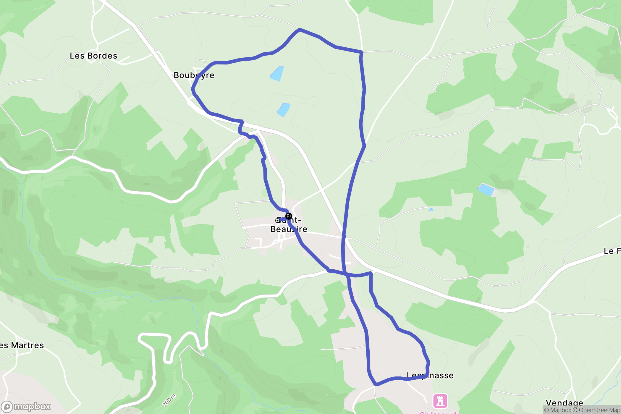 Saint-Beauzire : carte du parcours de randonnée - France