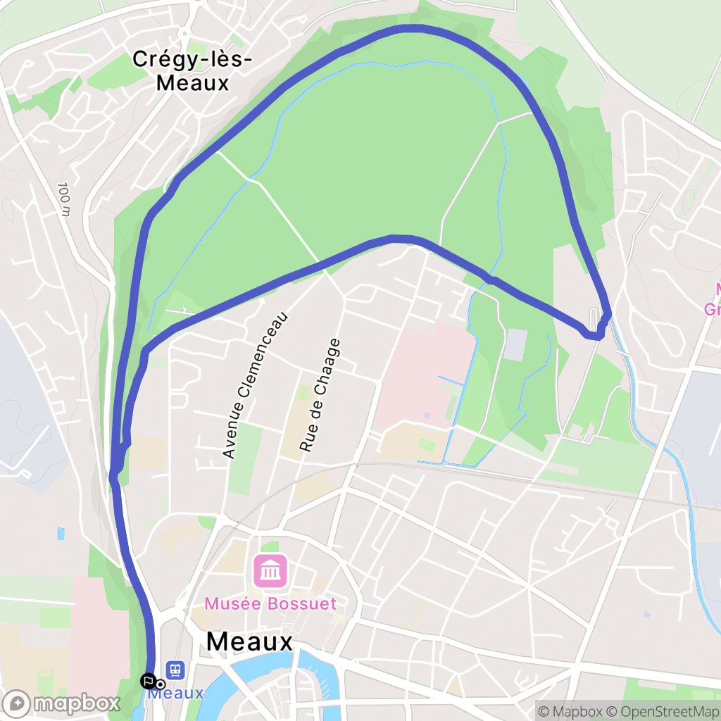 Meaux : carte du parcours de randonnée - France