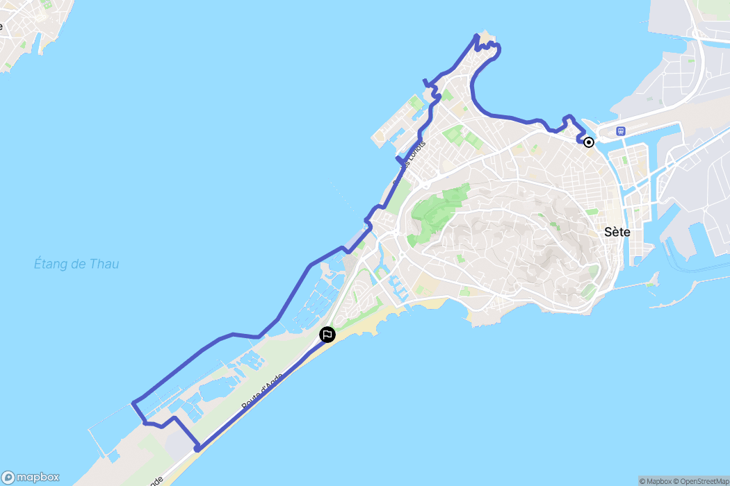 Sète : carte du parcours de randonnée - France