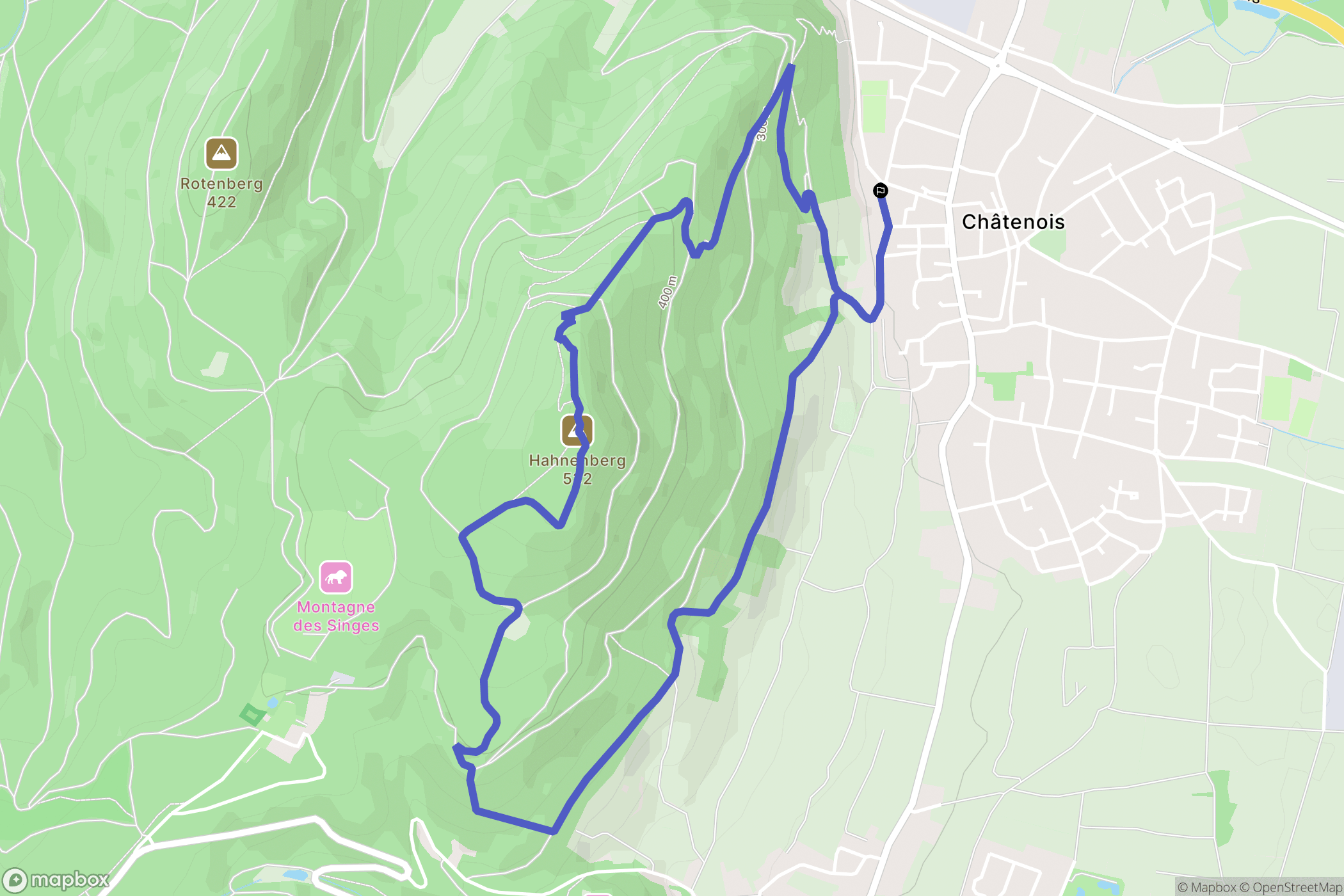Châtenois : carte du parcours de randonnée - France