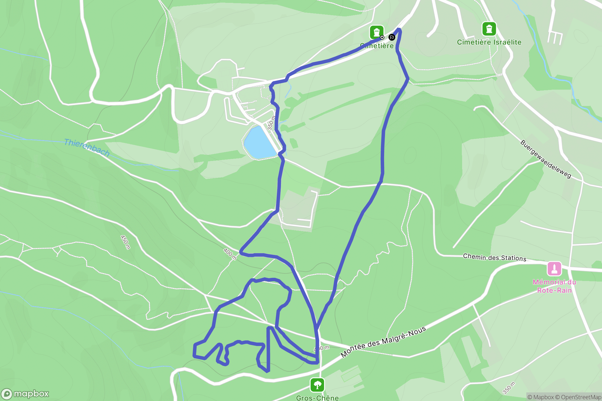 Jungholtz : carte du parcours de randonnée - France
