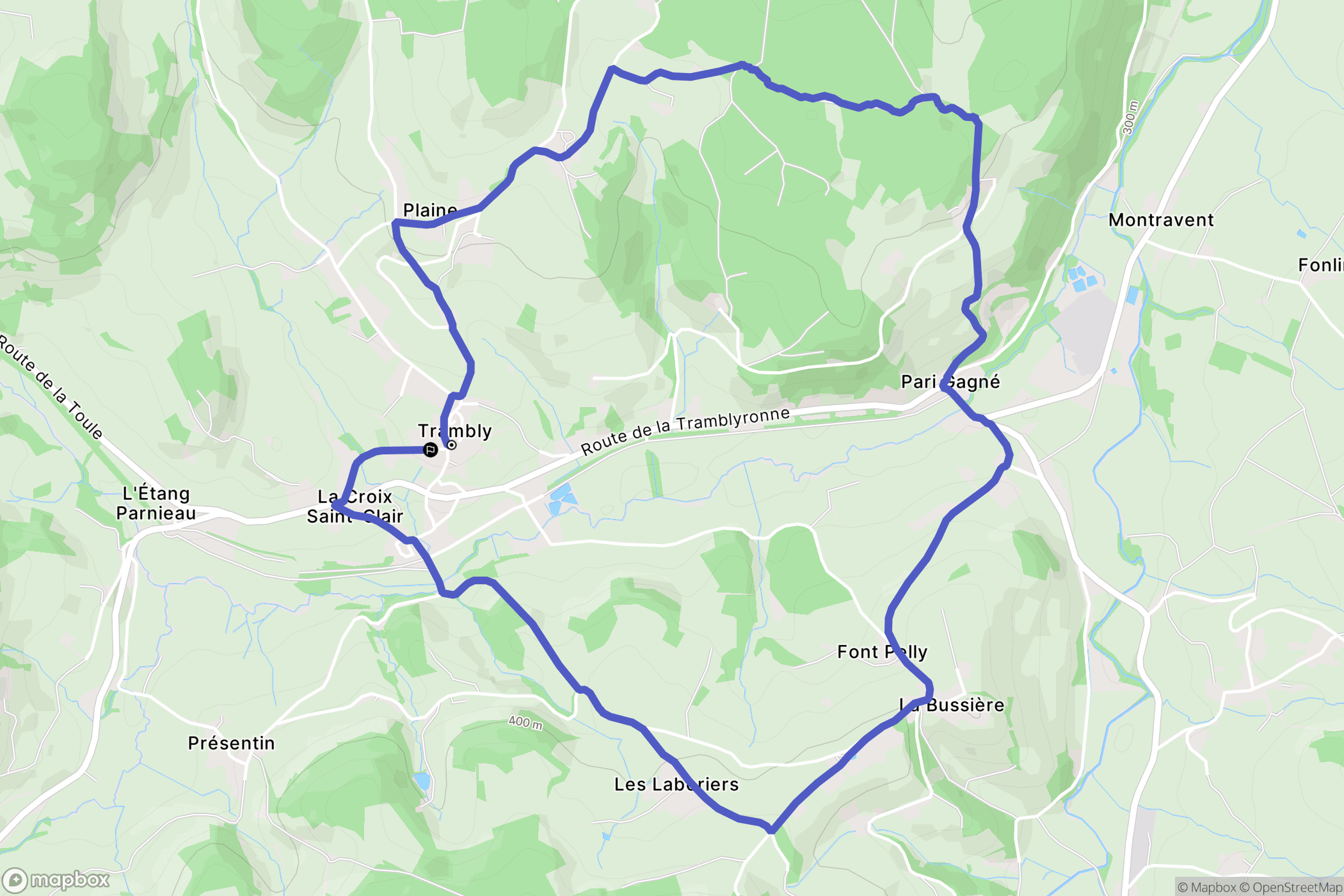 Trambly : carte du parcours de randonnée - France