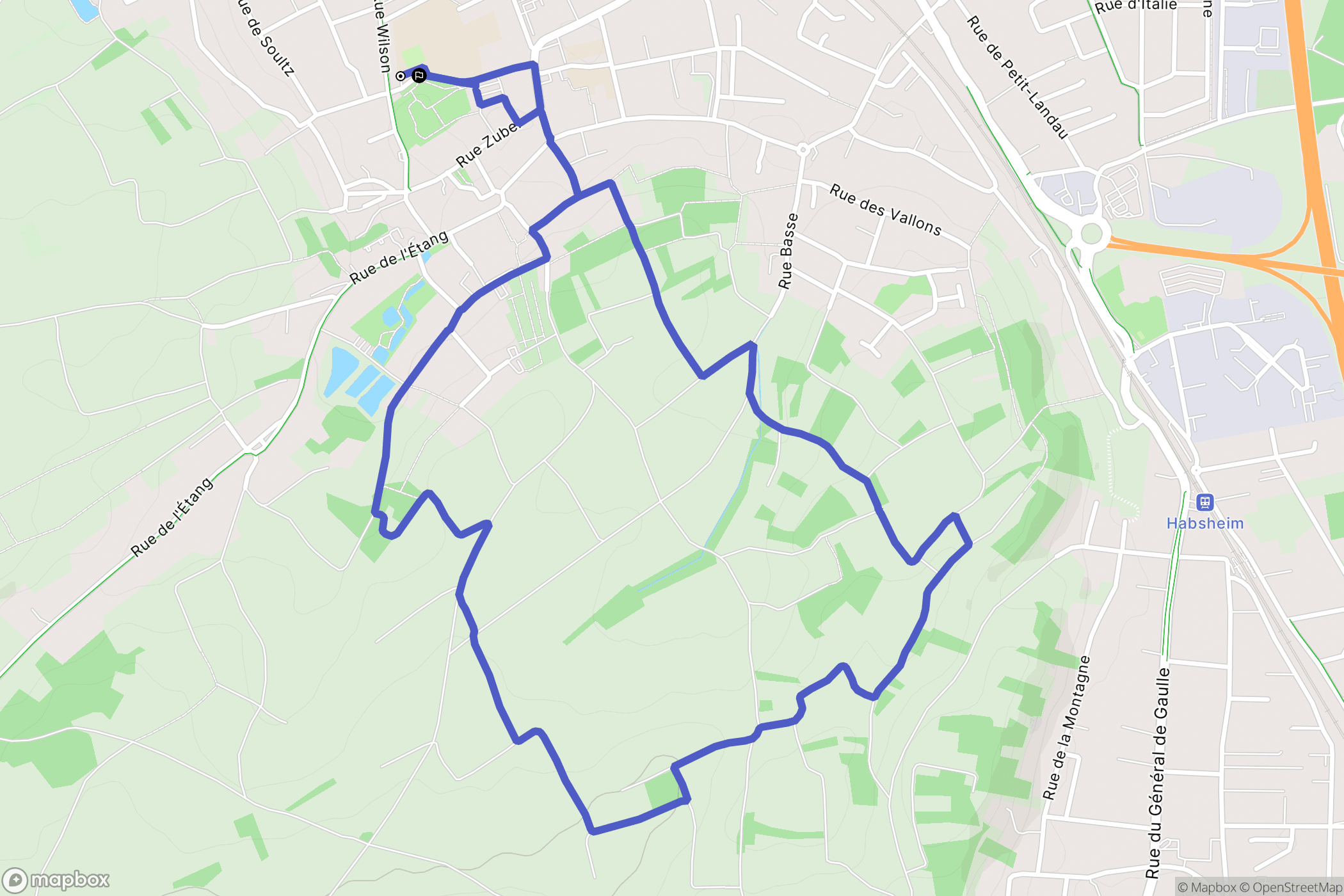 Rixheim : carte du parcours de randonnée - France
