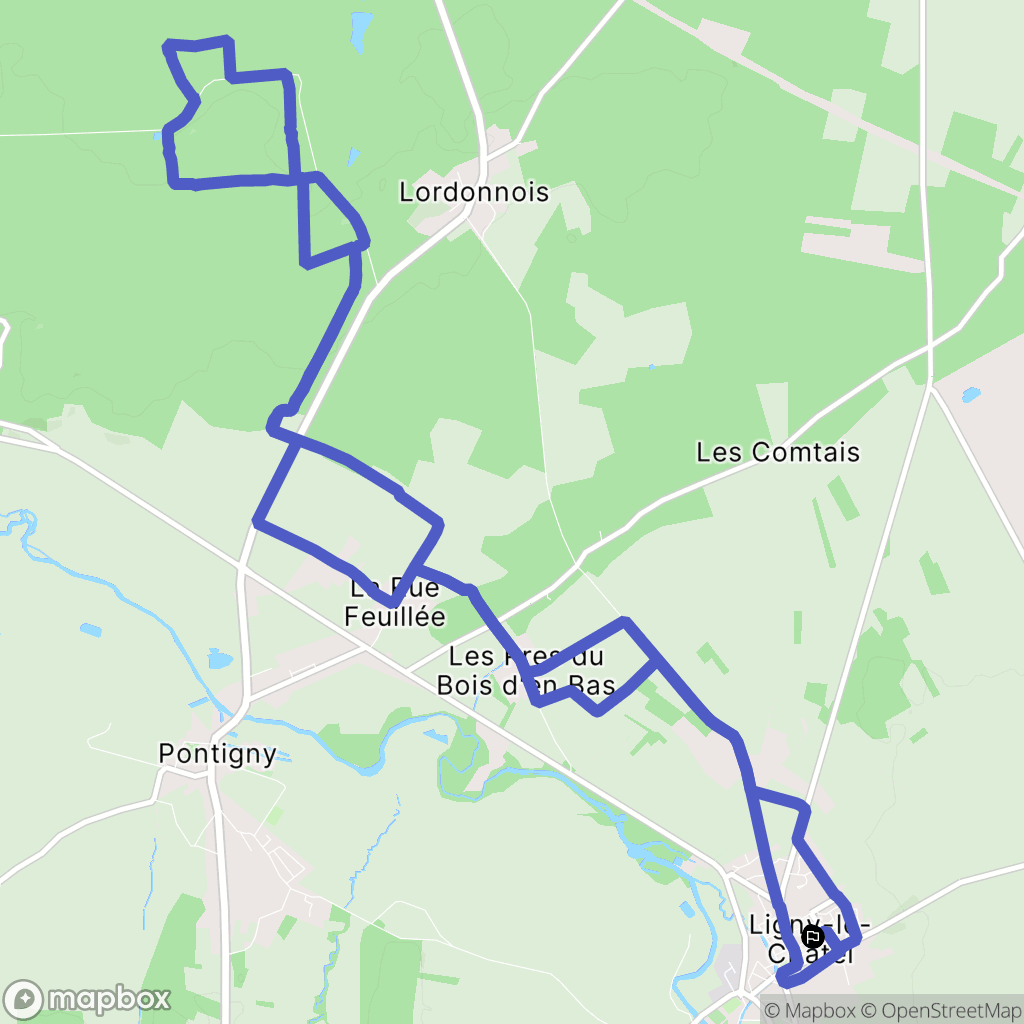 Ligny-le-Châtel : carte du parcours de randonnée - France