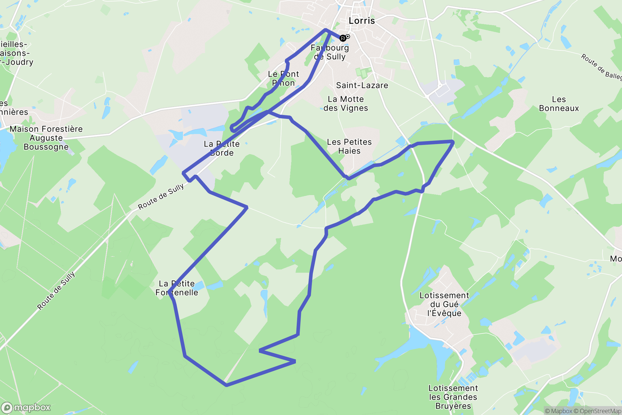 Lorris : carte du parcours de randonnée - France