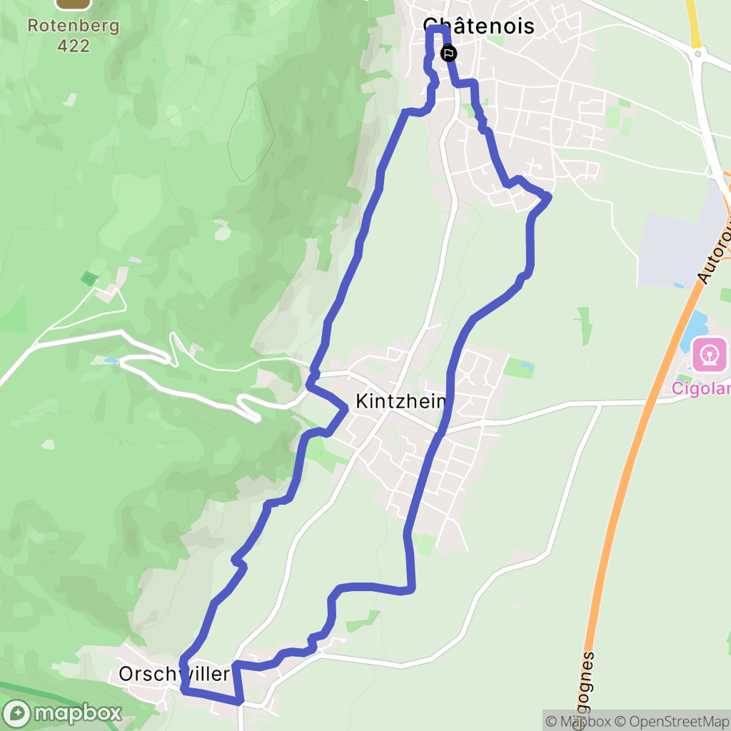 Châtenois : carte du parcours de randonnée - France