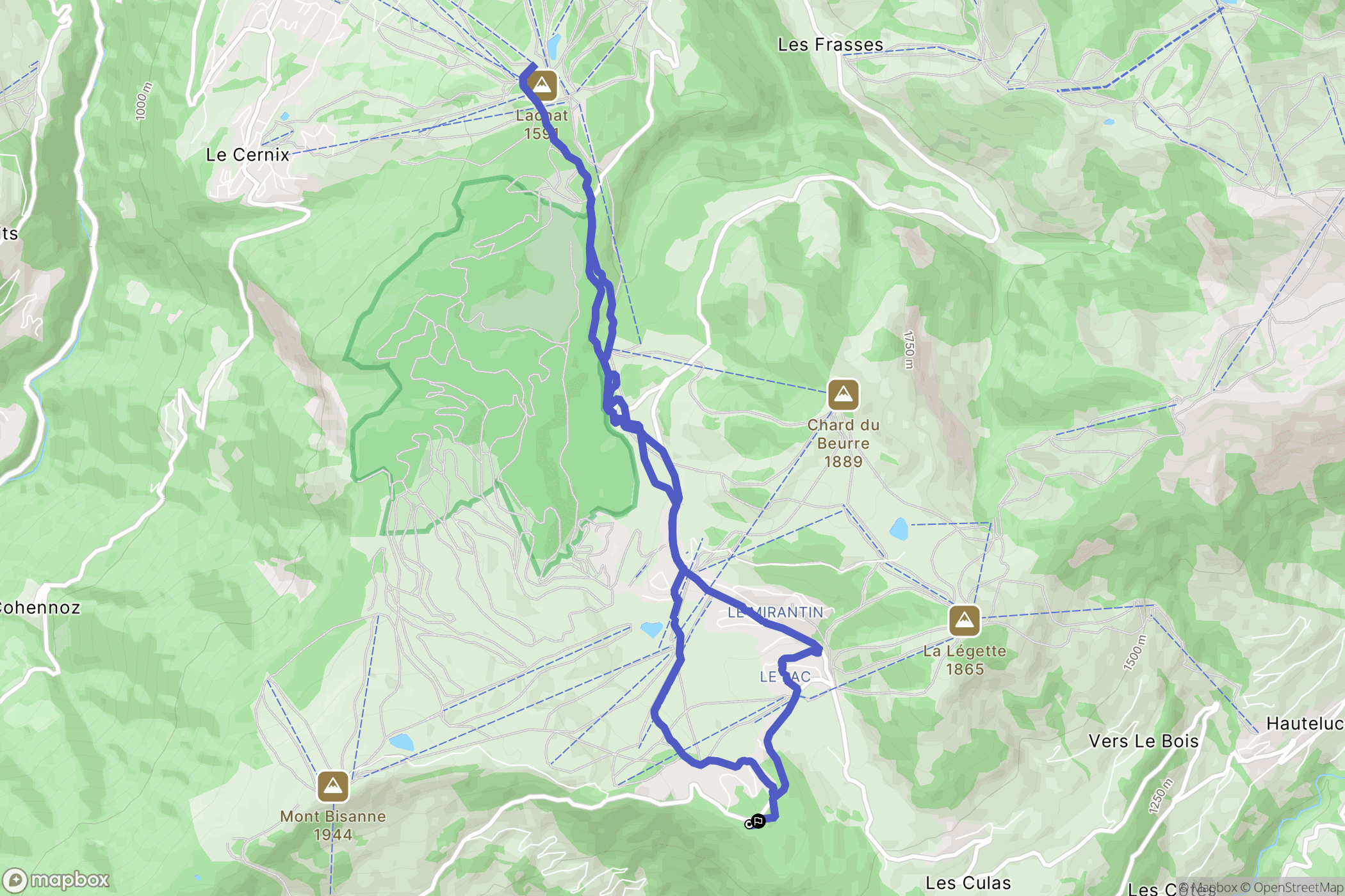 Villard-sur-Doron : carte du parcours de randonnée - France