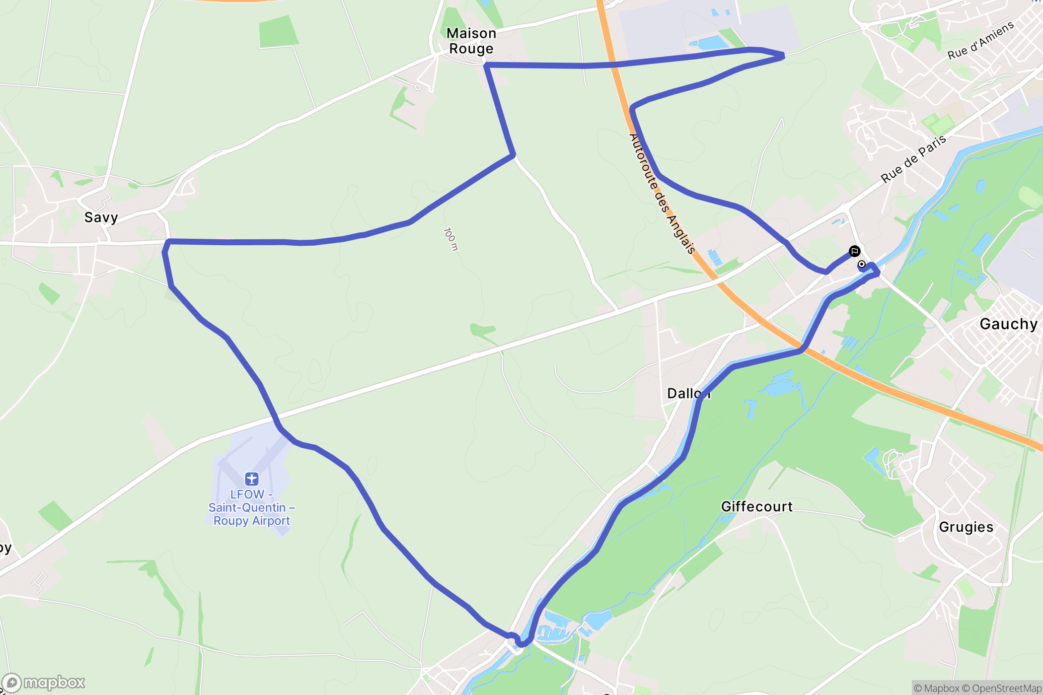 Saint-Quentin : carte du parcours de randonnée - France