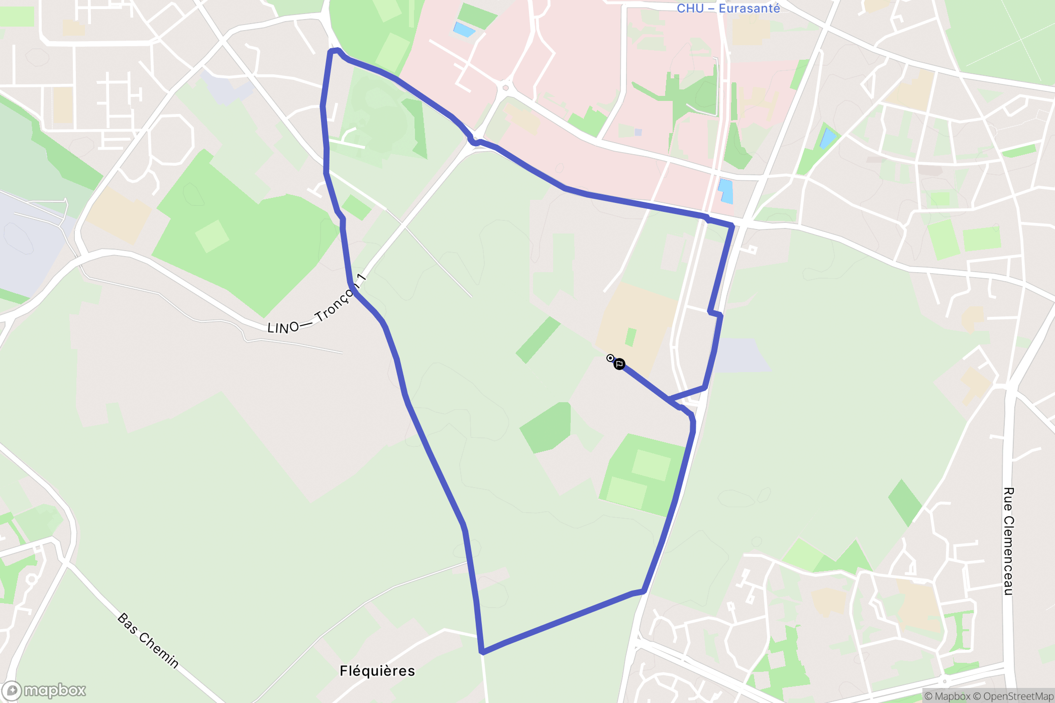 Loos : carte du parcours de randonnée - France