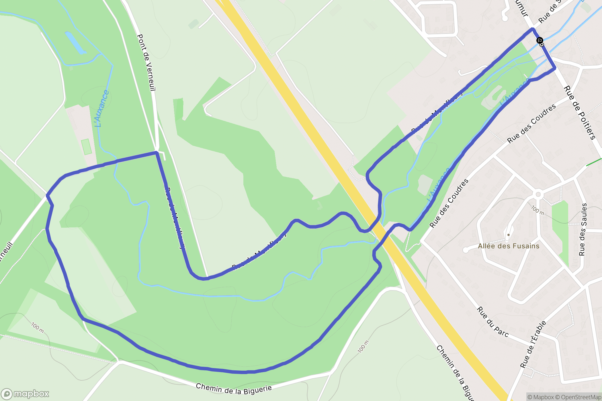 Migné-Auxances : carte du parcours de randonnée - France