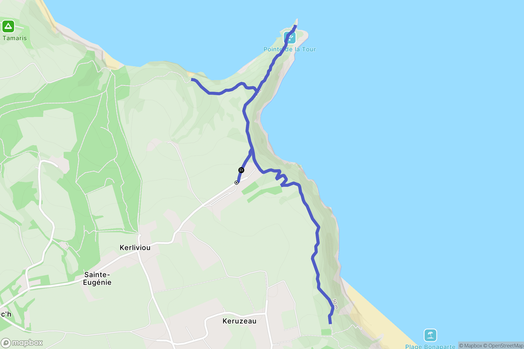 Plouha : carte du parcours de randonnée - France