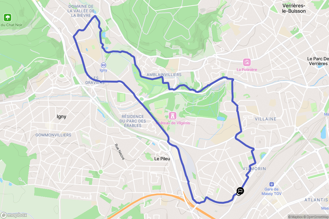 Massy : carte du parcours de randonnée - France