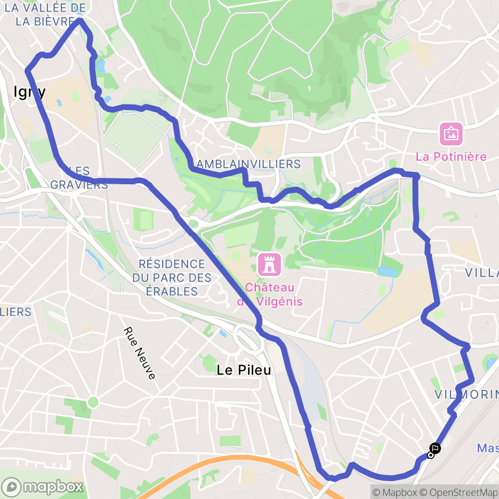 Massy : carte du parcours de randonnée - France