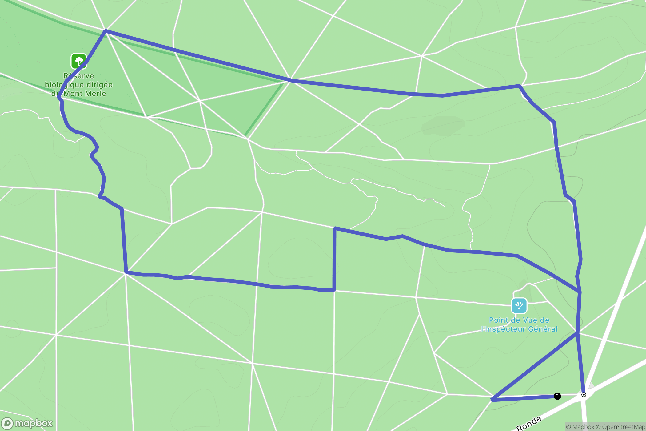 Fontainebleau : carte du parcours de randonnée - France