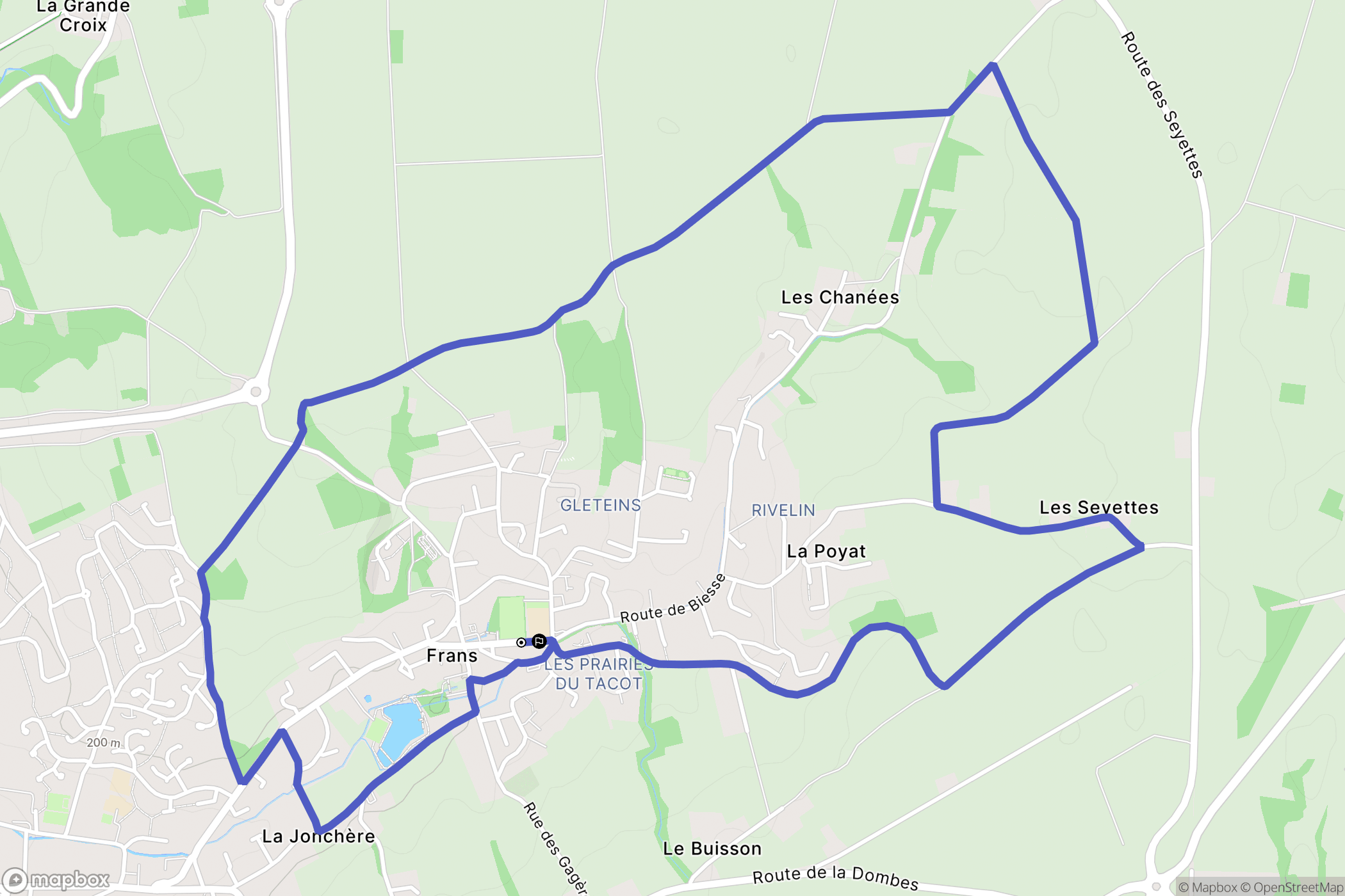 Frans : carte du parcours de randonnée - France