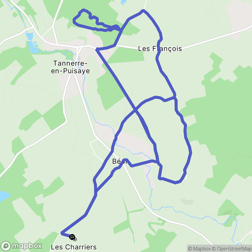 Tannerre-en-Puisaye : carte du parcours de randonnée - France