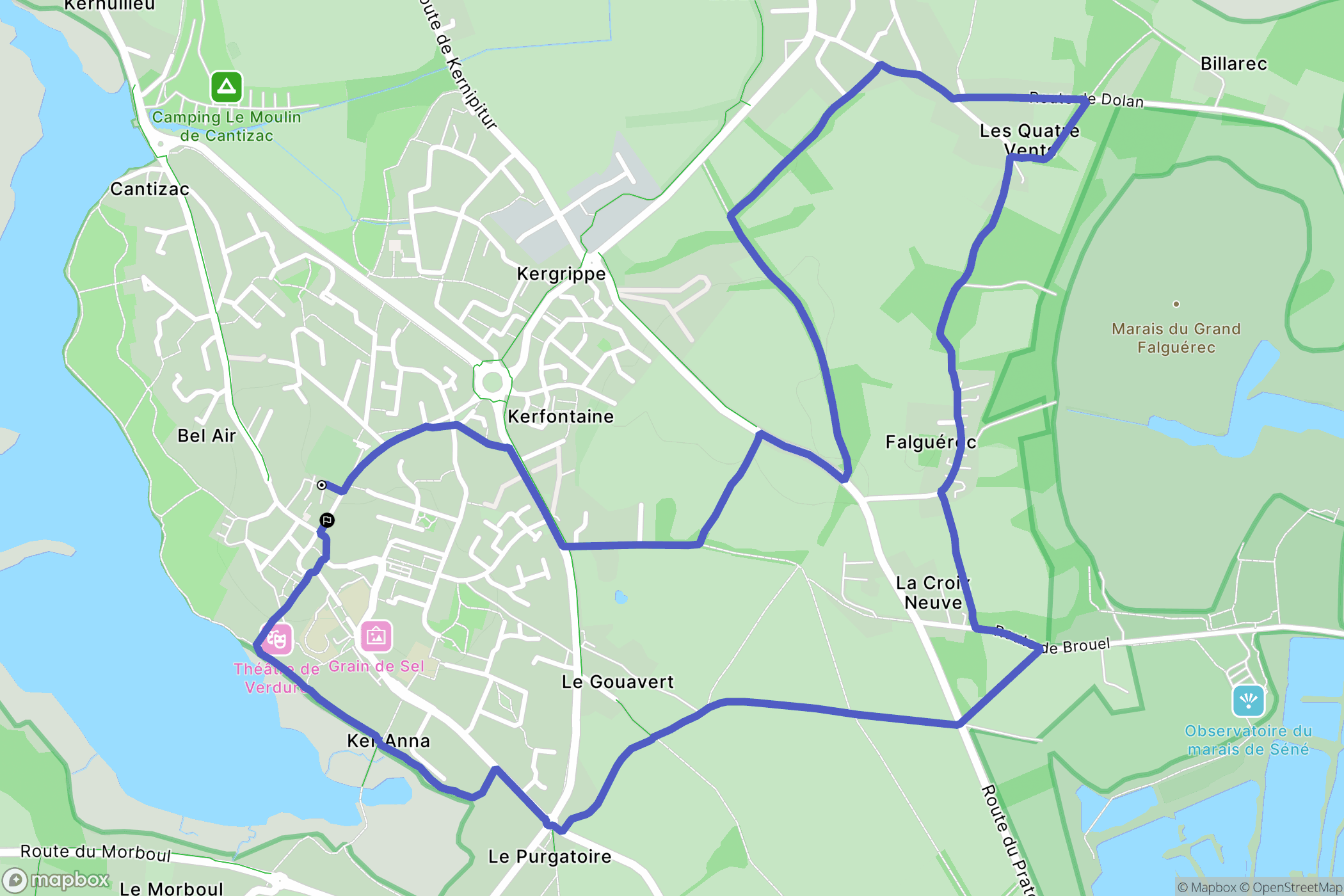 Séné : carte du parcours de randonnée - France
