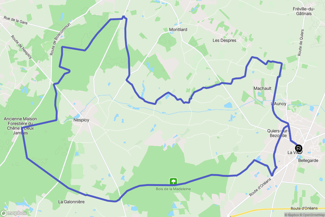 Bellegarde : carte du parcours de randonnée - France