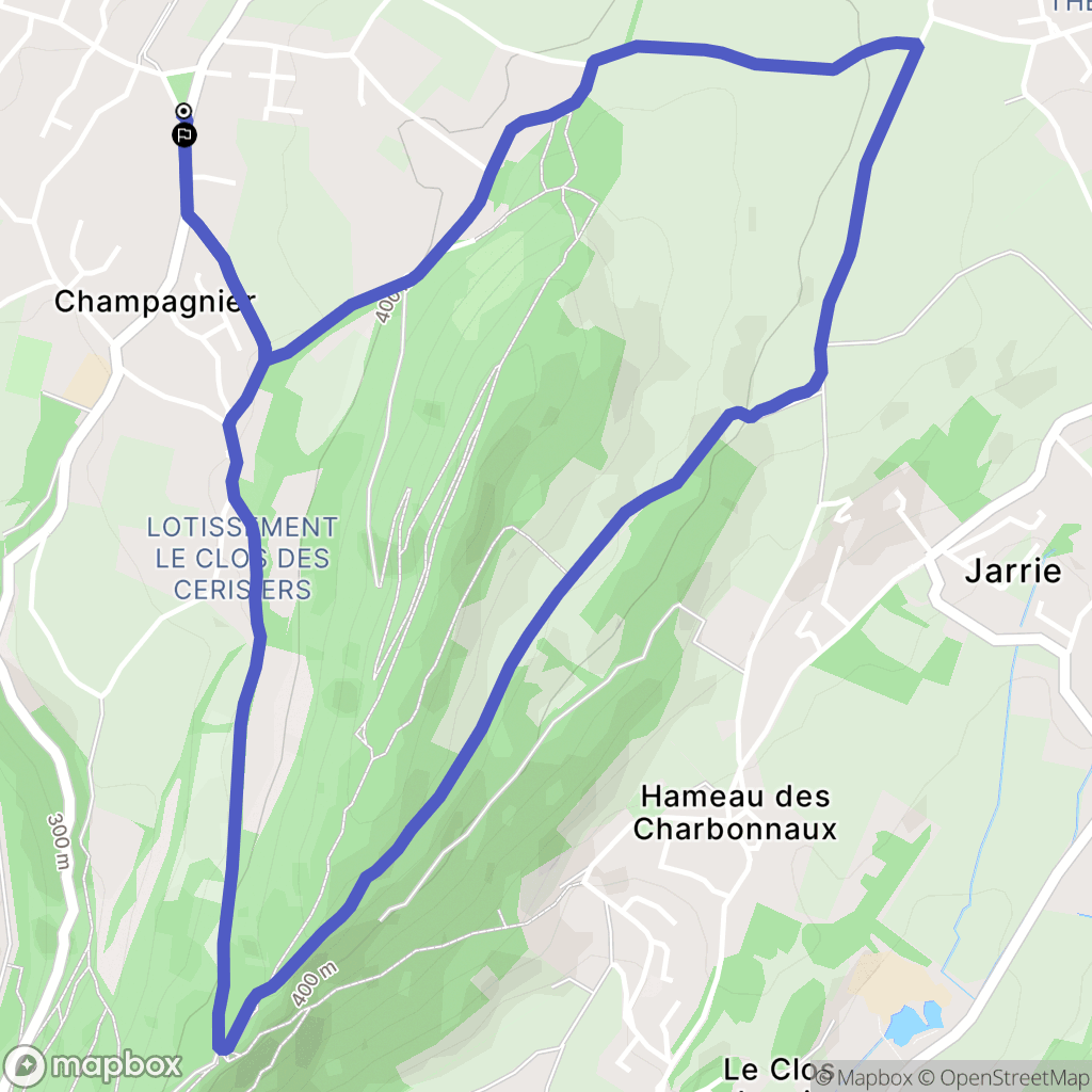 Champagnier : carte du parcours de randonnée - France