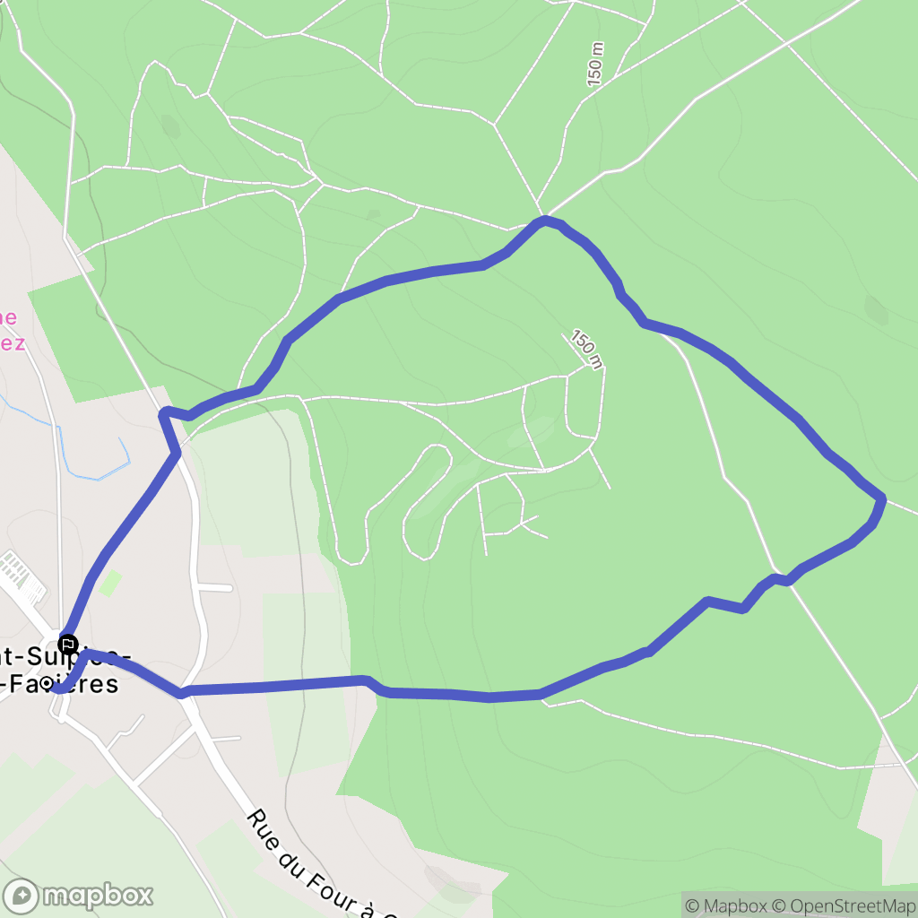 Saint Sulpice de Favieres : carte du parcours de randonnée - France