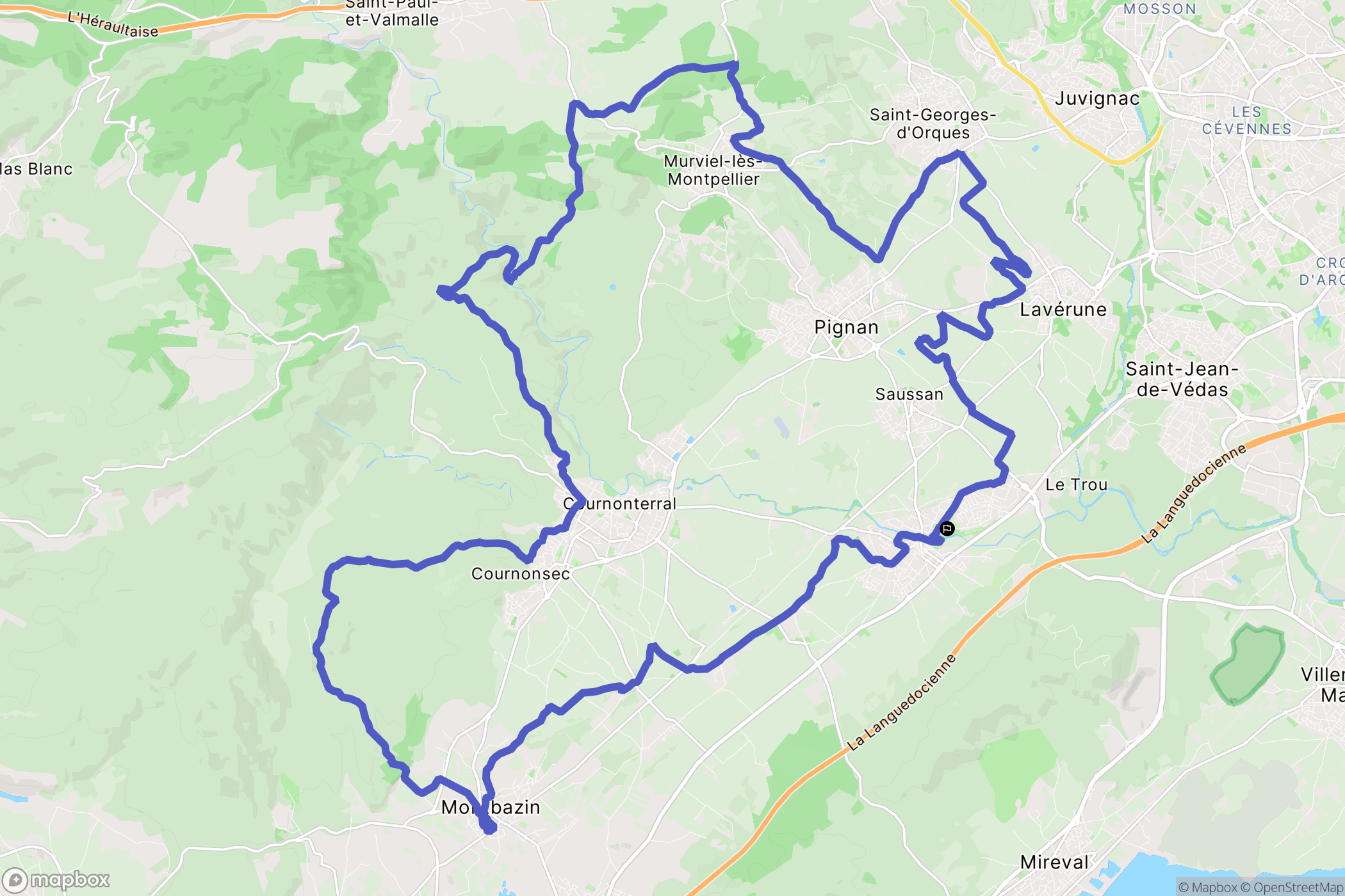 Fabrègues : carte du parcours de randonnée - France