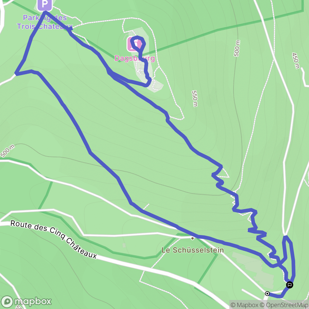 Husseren-les-Châteaux : carte du parcours de randonnée - France