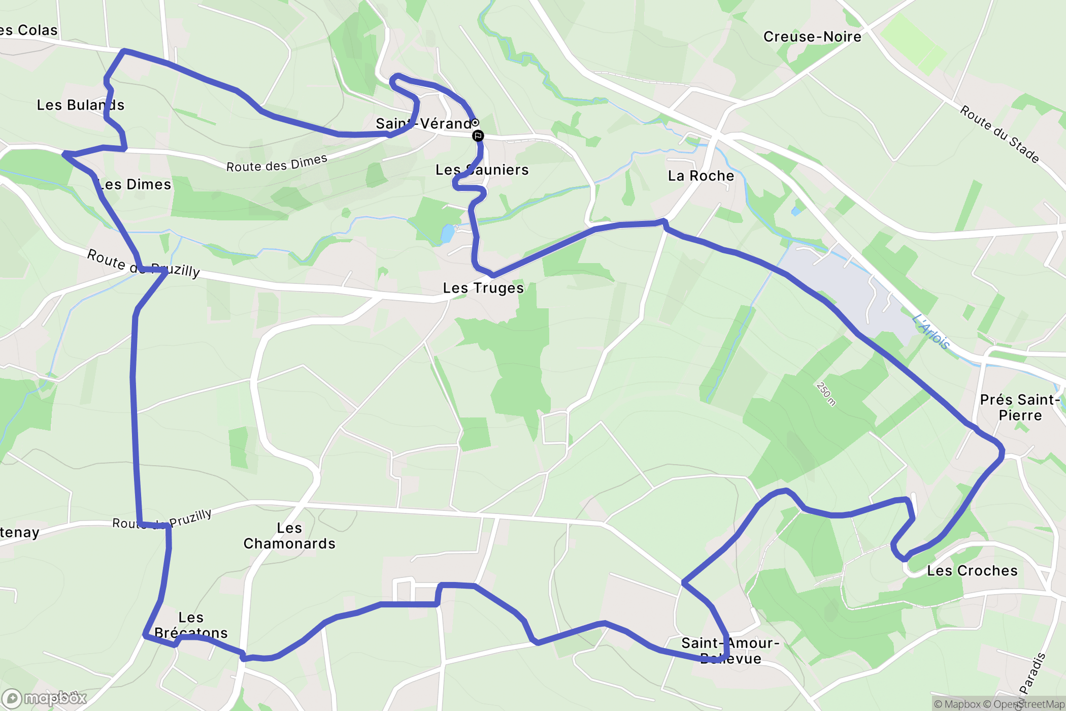 Saint-Vérand : carte du parcours de randonnée - France