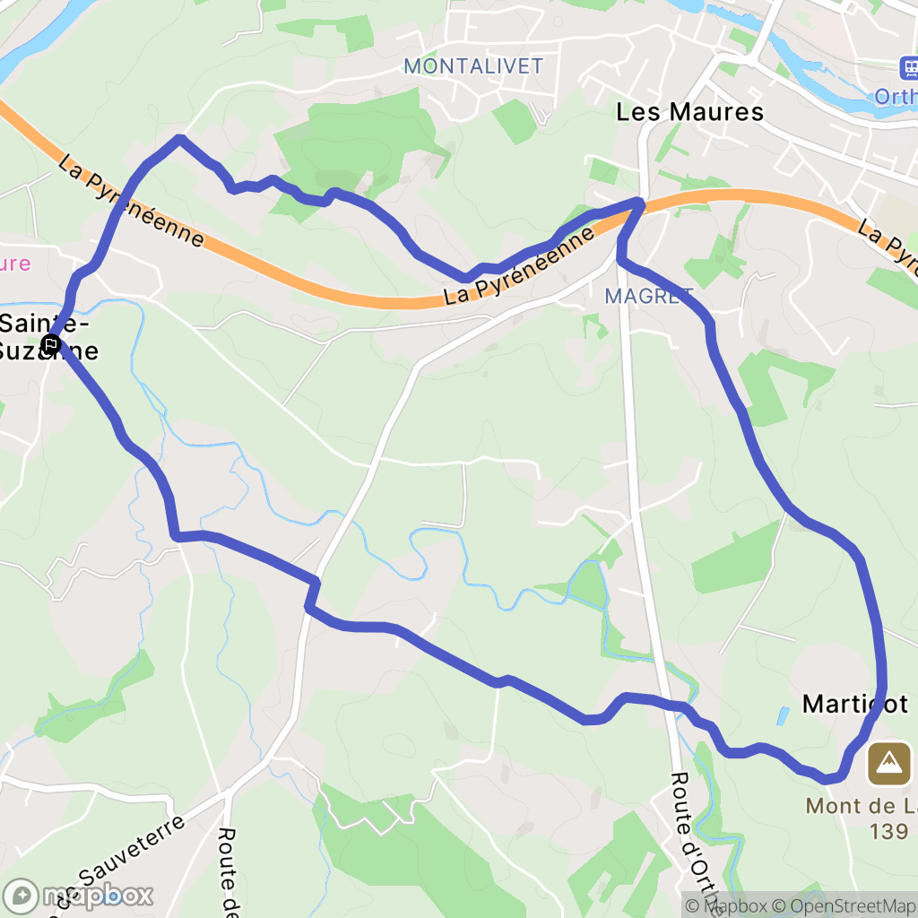 Orthez : carte du parcours de randonnée - France