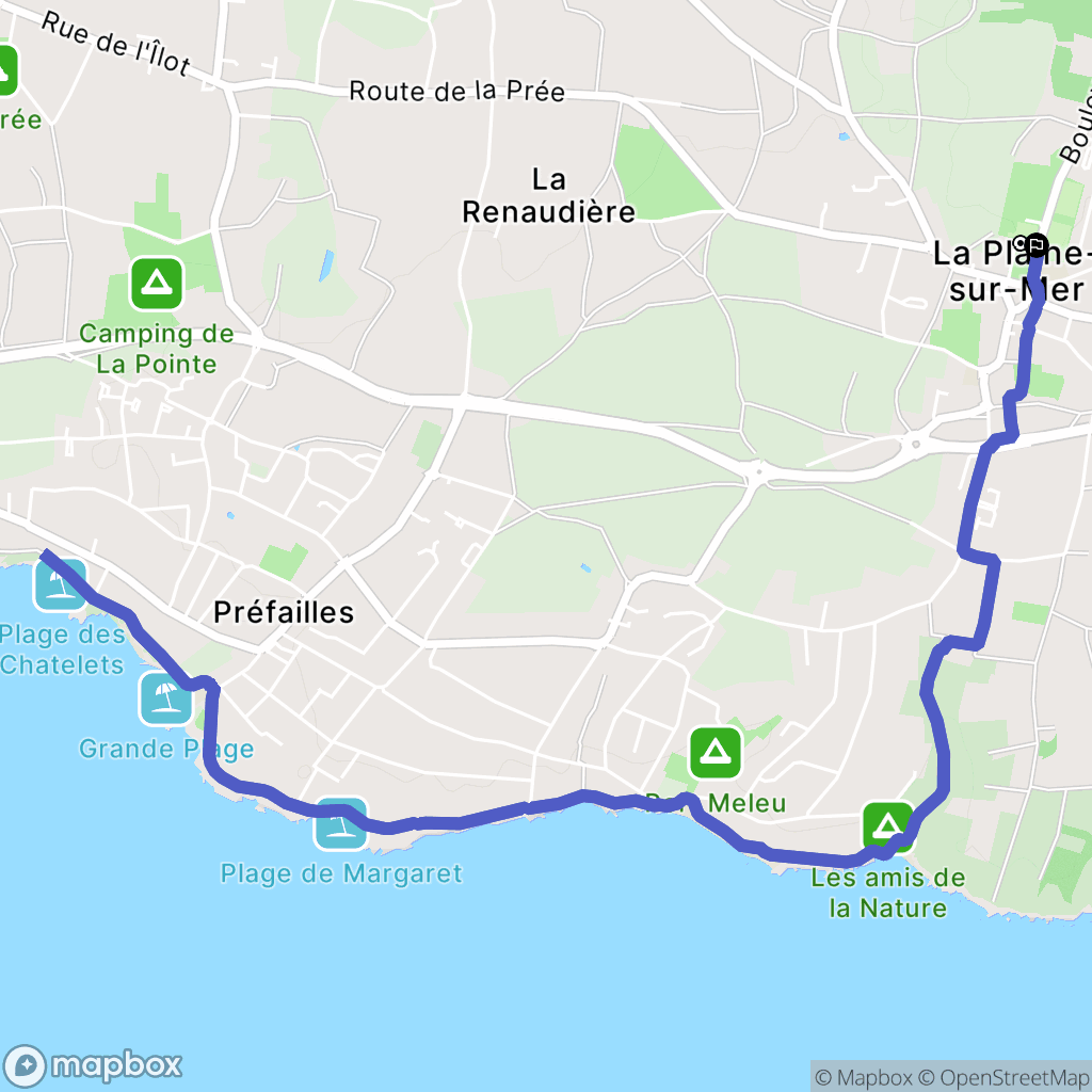 La Plaine-sur-Mer : carte du parcours de randonnée - France