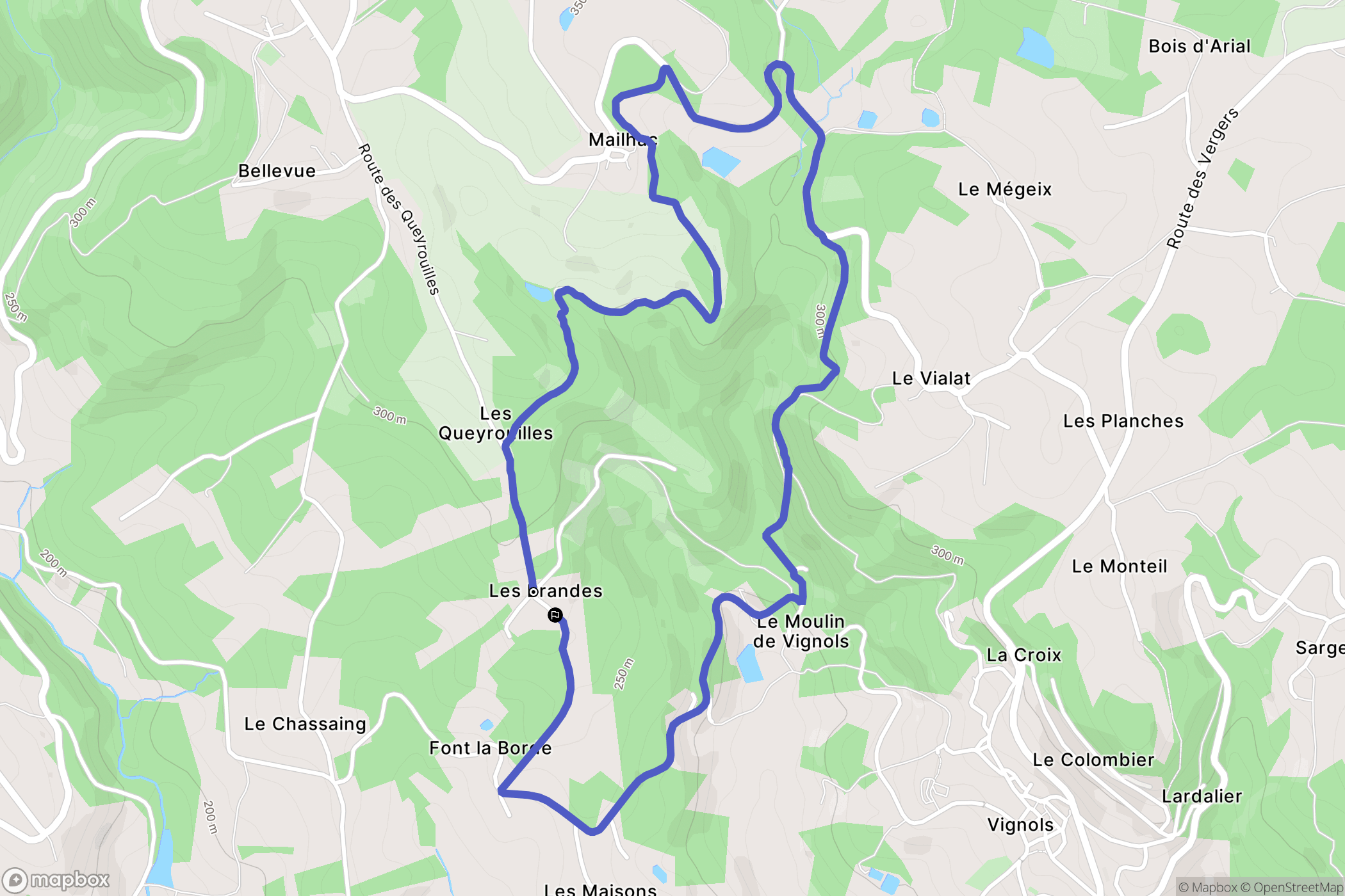 Lascaux : carte du parcours de randonnée - France