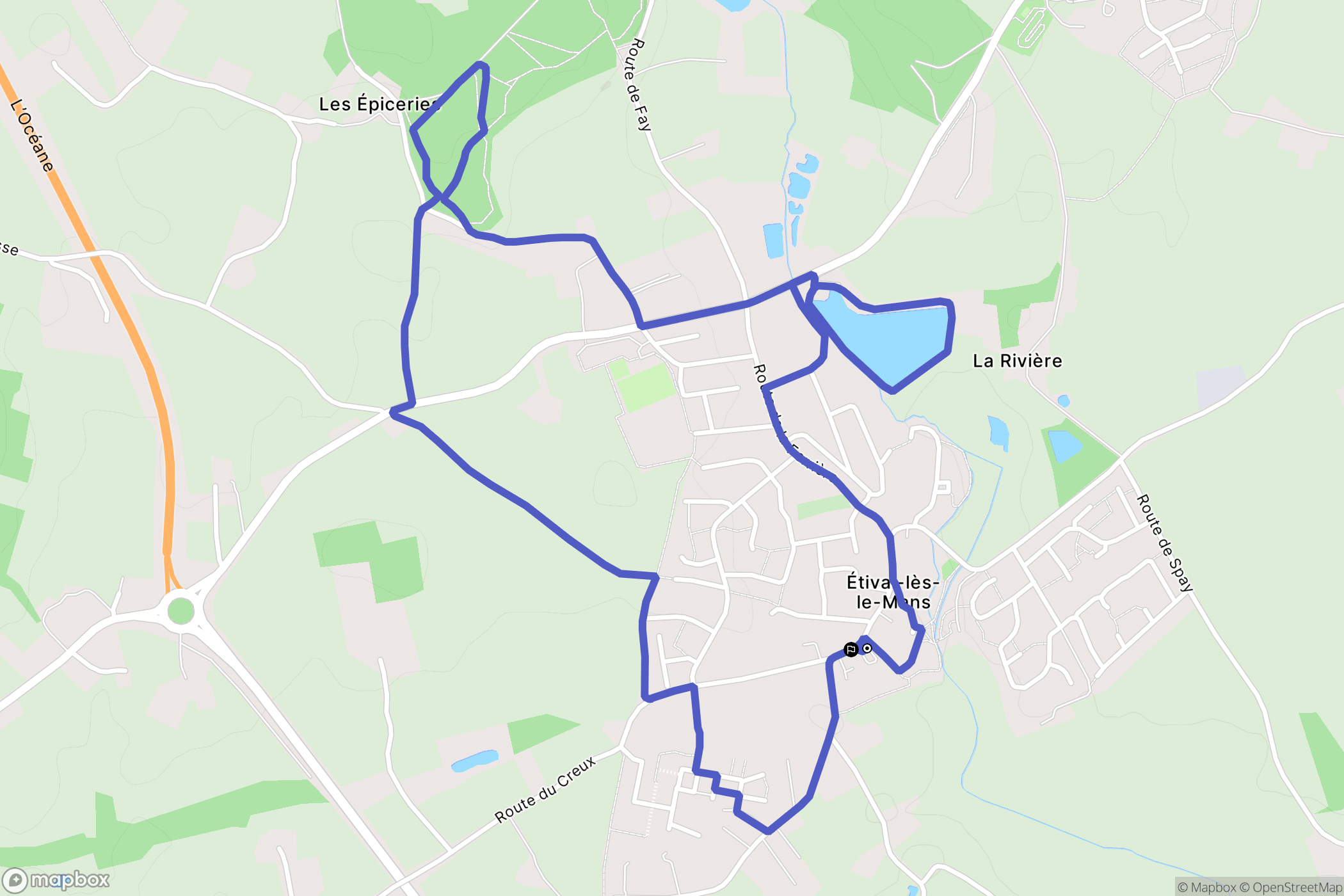 Étival-lès-le-Mans : carte du parcours de randonnée - France
