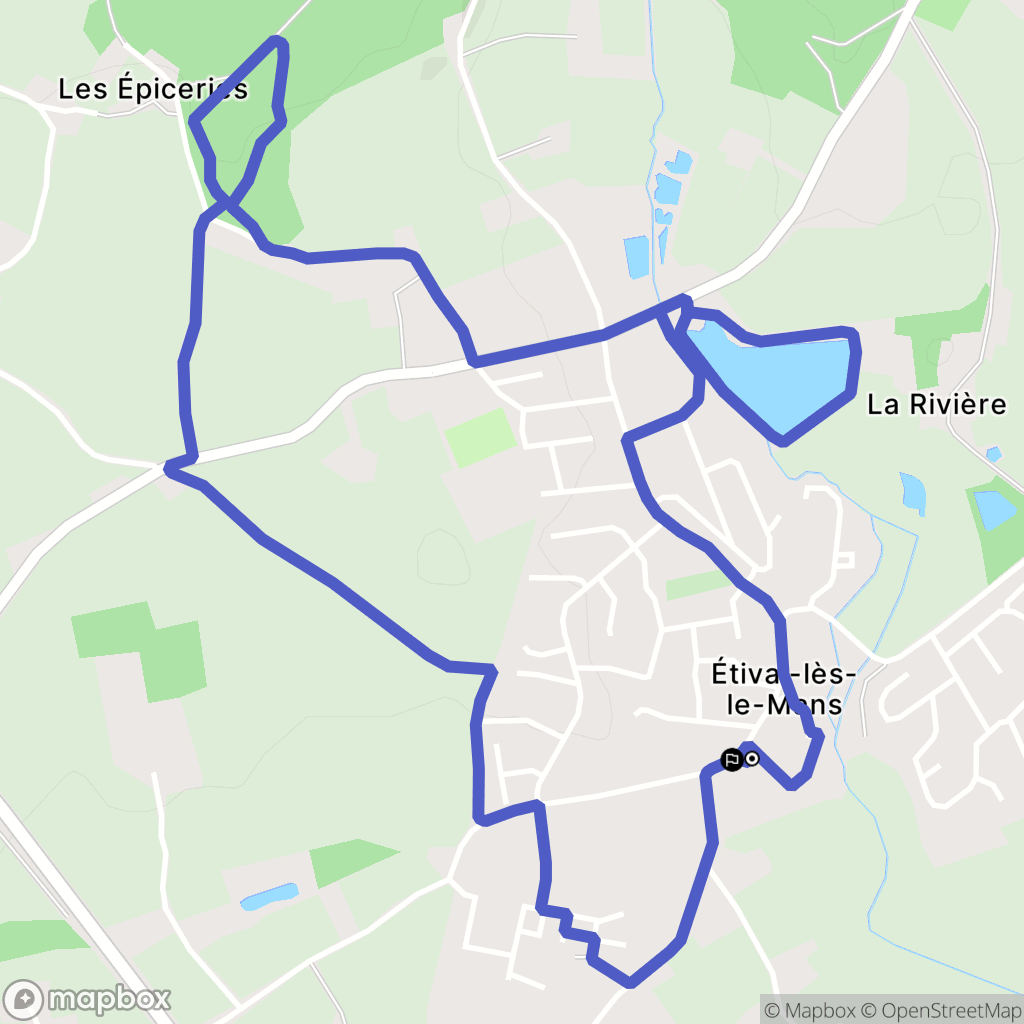 Étival-lès-le-Mans : carte du parcours de randonnée - France