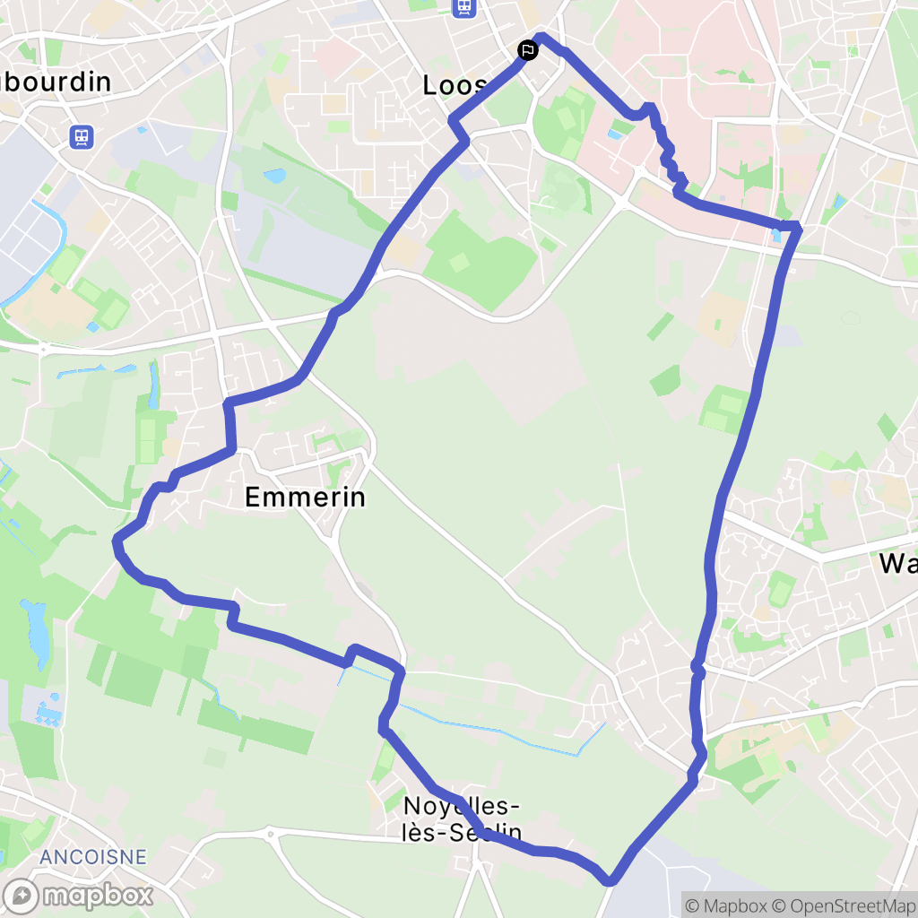 Loos : carte du parcours de randonnée - France