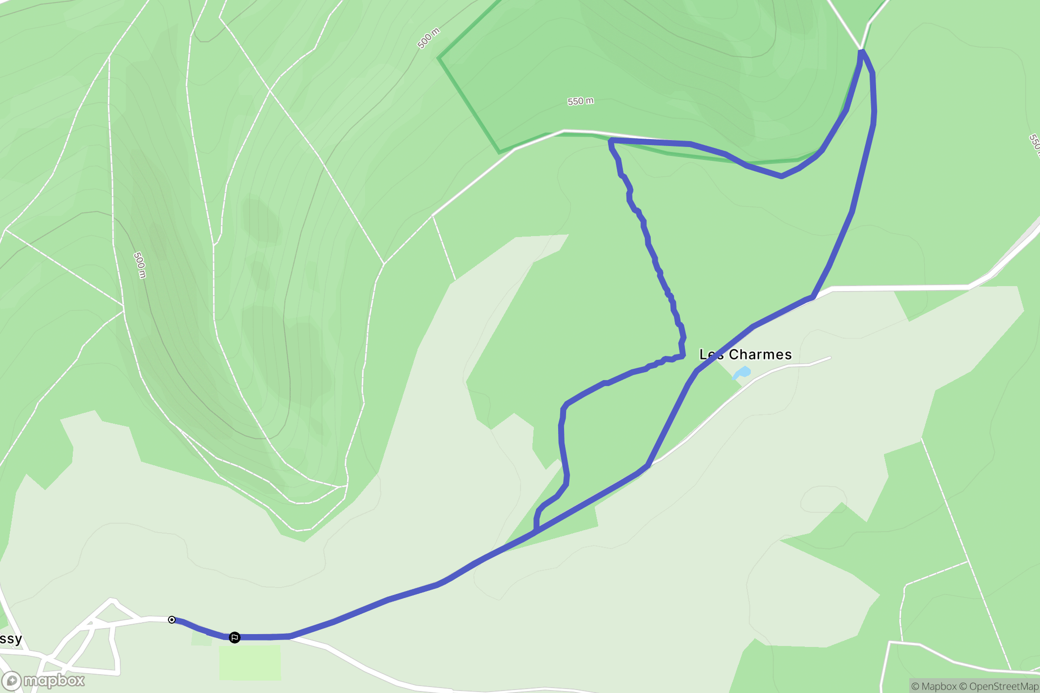 Saussy : carte du parcours de randonnée - France