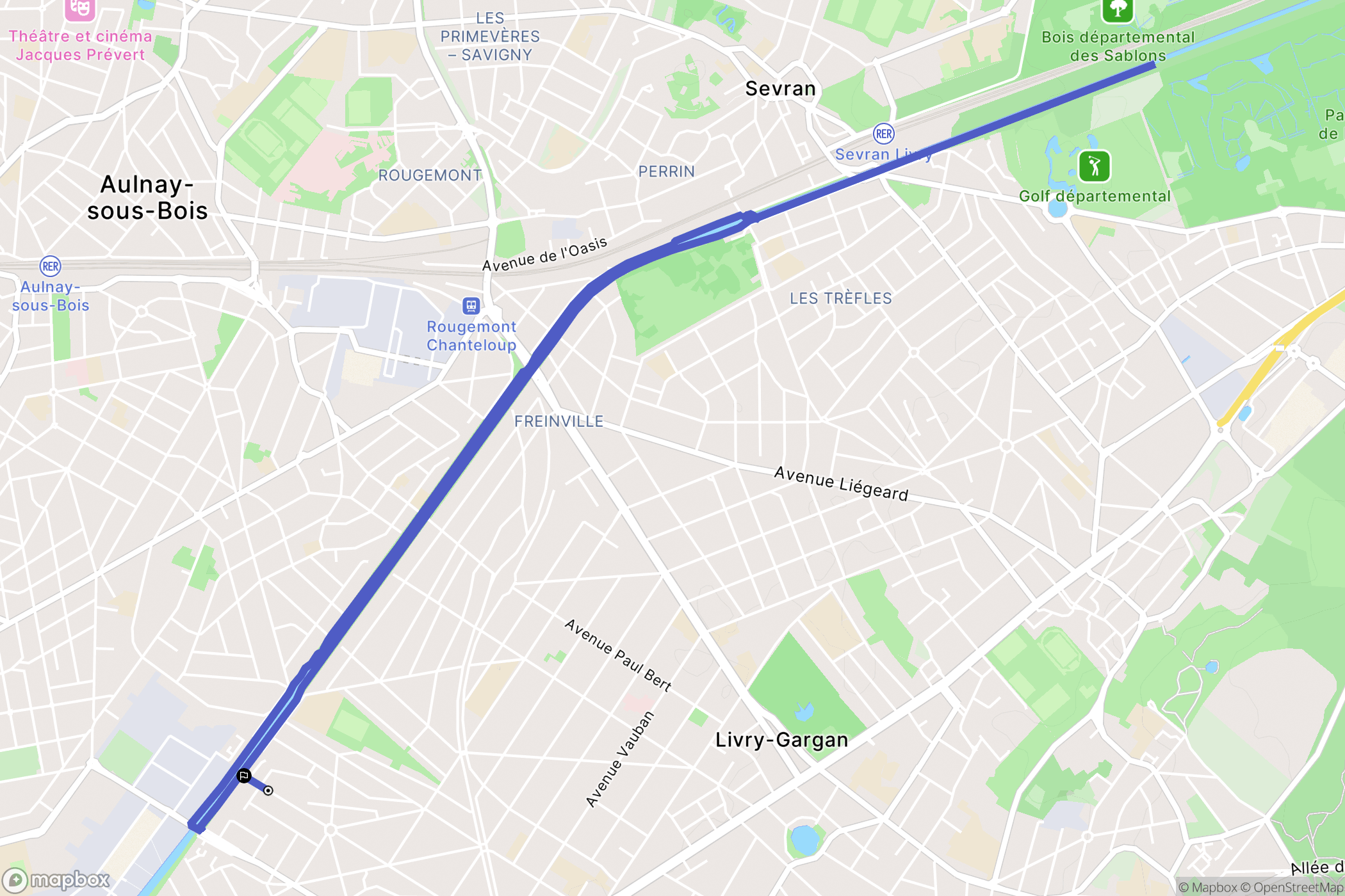 Les Pavillons-sous-Bois : carte du parcours de randonnée - France