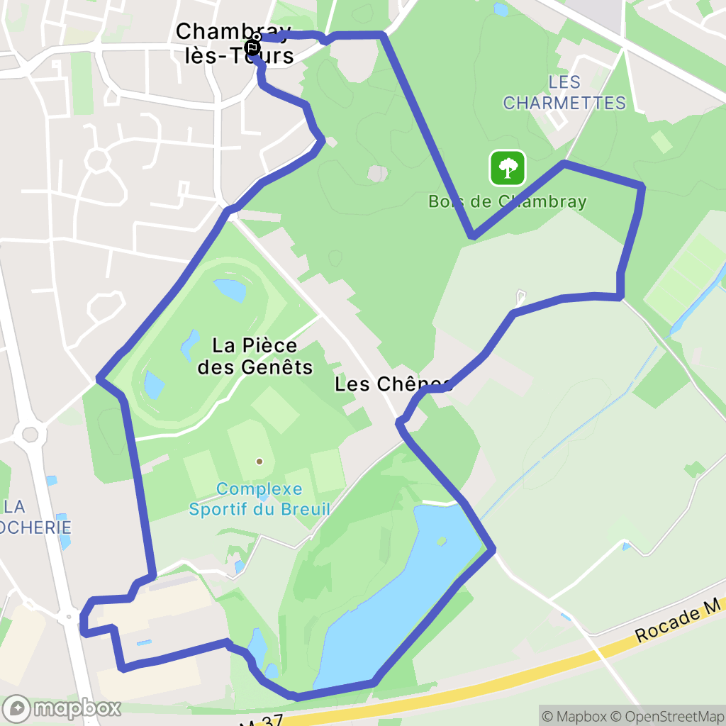 Chambray-lès-Tours : carte du parcours de randonnée - France